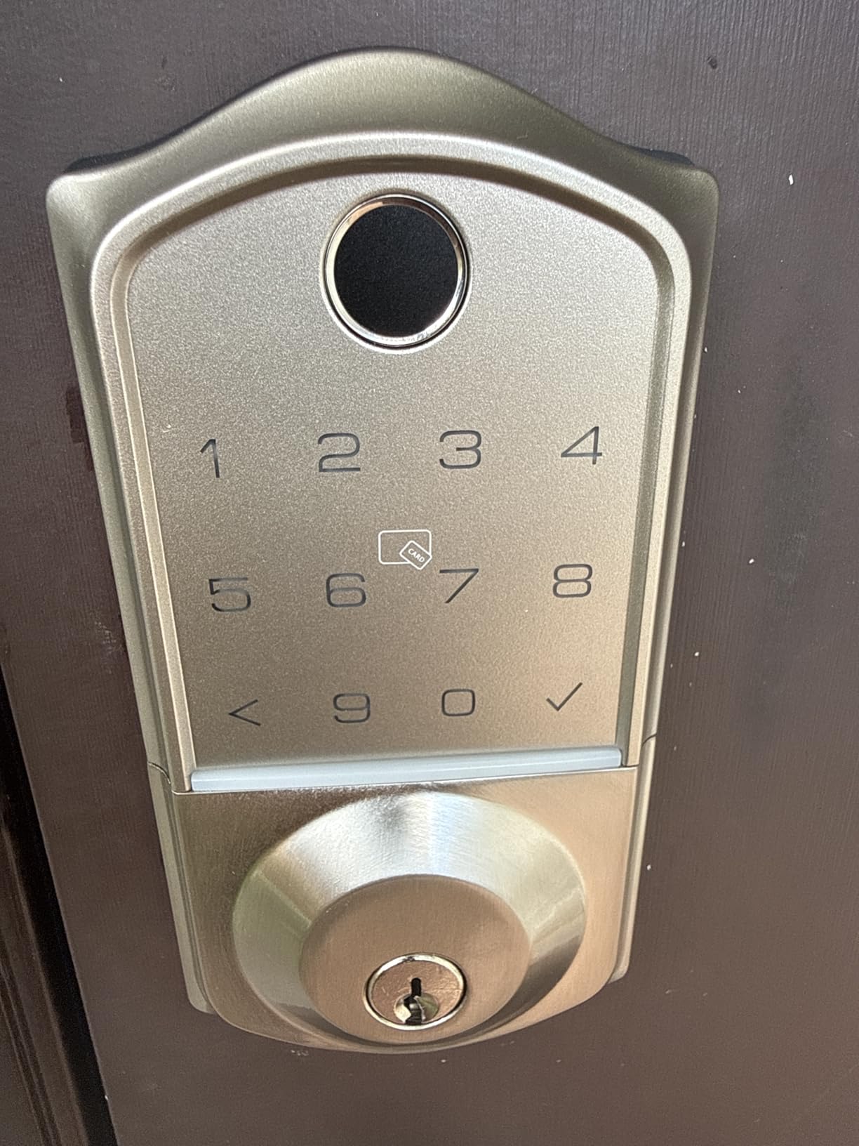 Veise VE017 Fingerprint Smart Door Lock, App Control, 8-in-1 Keyless Entry, Auto Lock, Emergency Power Port, Electronic Touchscreen Keypad, Biometric Smart Locks for Front Door, Satin Nickel - Customer Photo 2