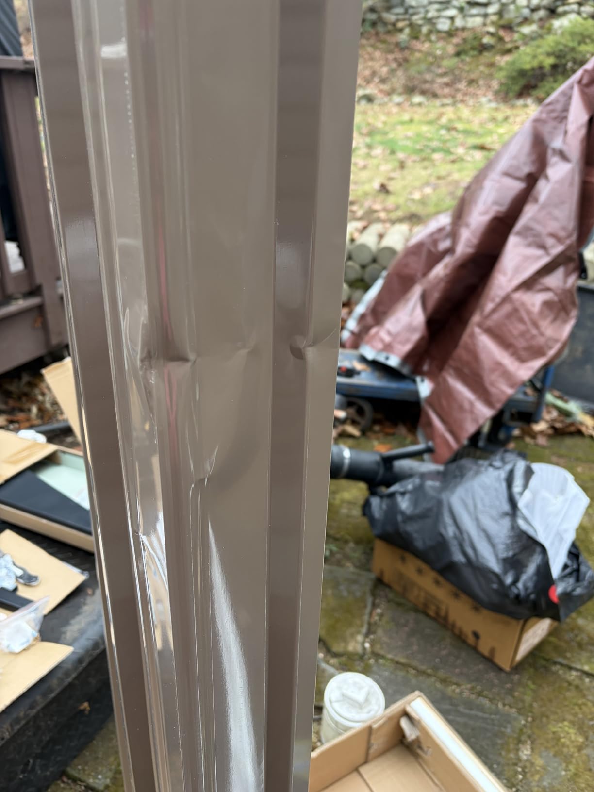 Aoxun 6.2x4 FT Shed Outdoor Storage Shed with Lockable Doors & Slooping Roof Metal Garden Tool Shed for Backyard, Patio, Poolside (Brown) Customer Review Aoxun 6.2x4 FT Shed Outdoor Storage Shed with Lockable Doors & Slooping Roof Metal Garden Tool Shed for Backyard, Patio, Poolside (Brown) - Customer Photo 4