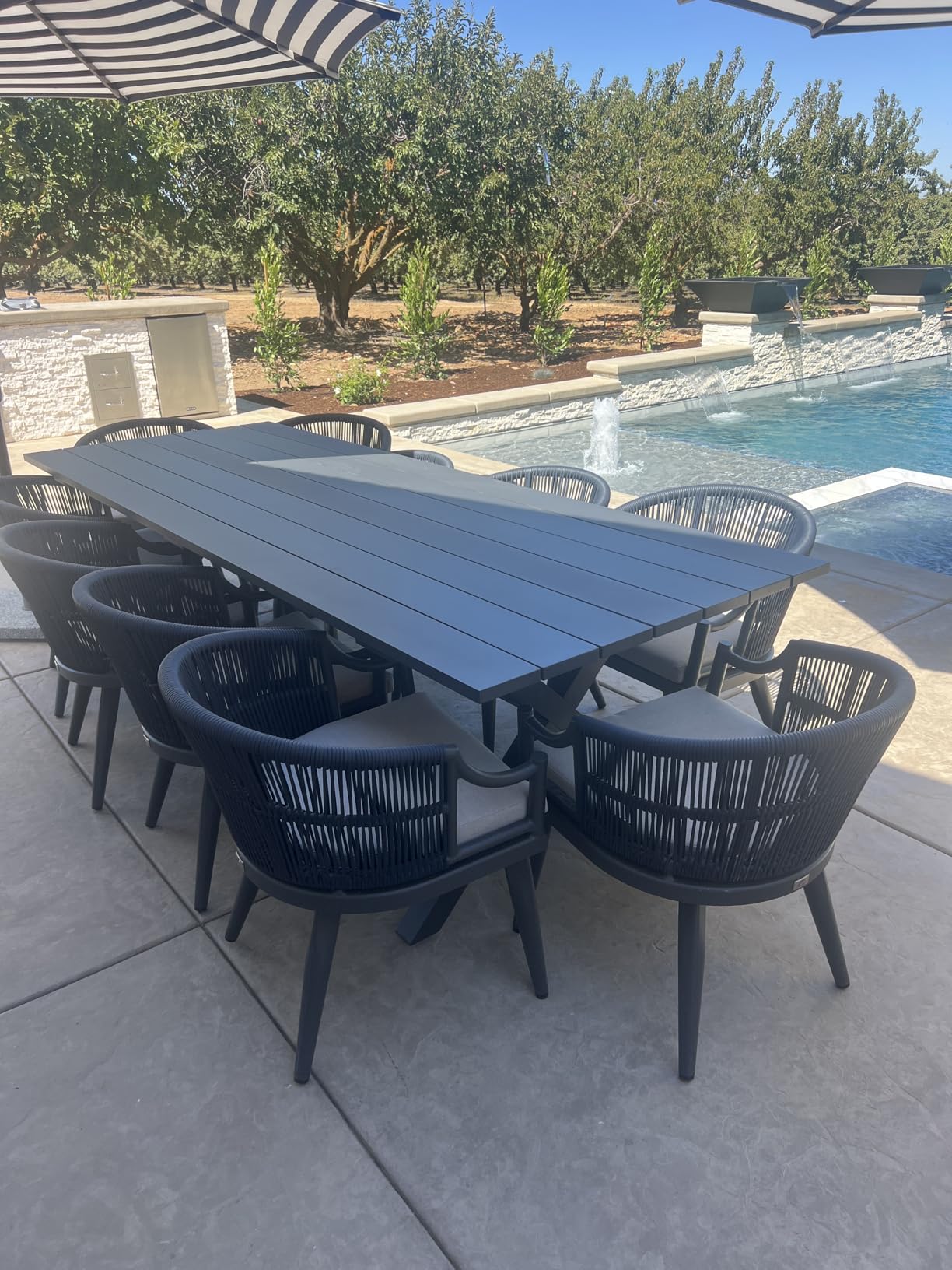 PURPLE LEAF 11 Pieces Outdoor Dining Set All Weather Wicker Patio Dining Set with Rectangular Aluminum Table and Modern Armrest Dining Chairs for Garden Deck Backyard Kitchen, Teak - Customer Photo 1