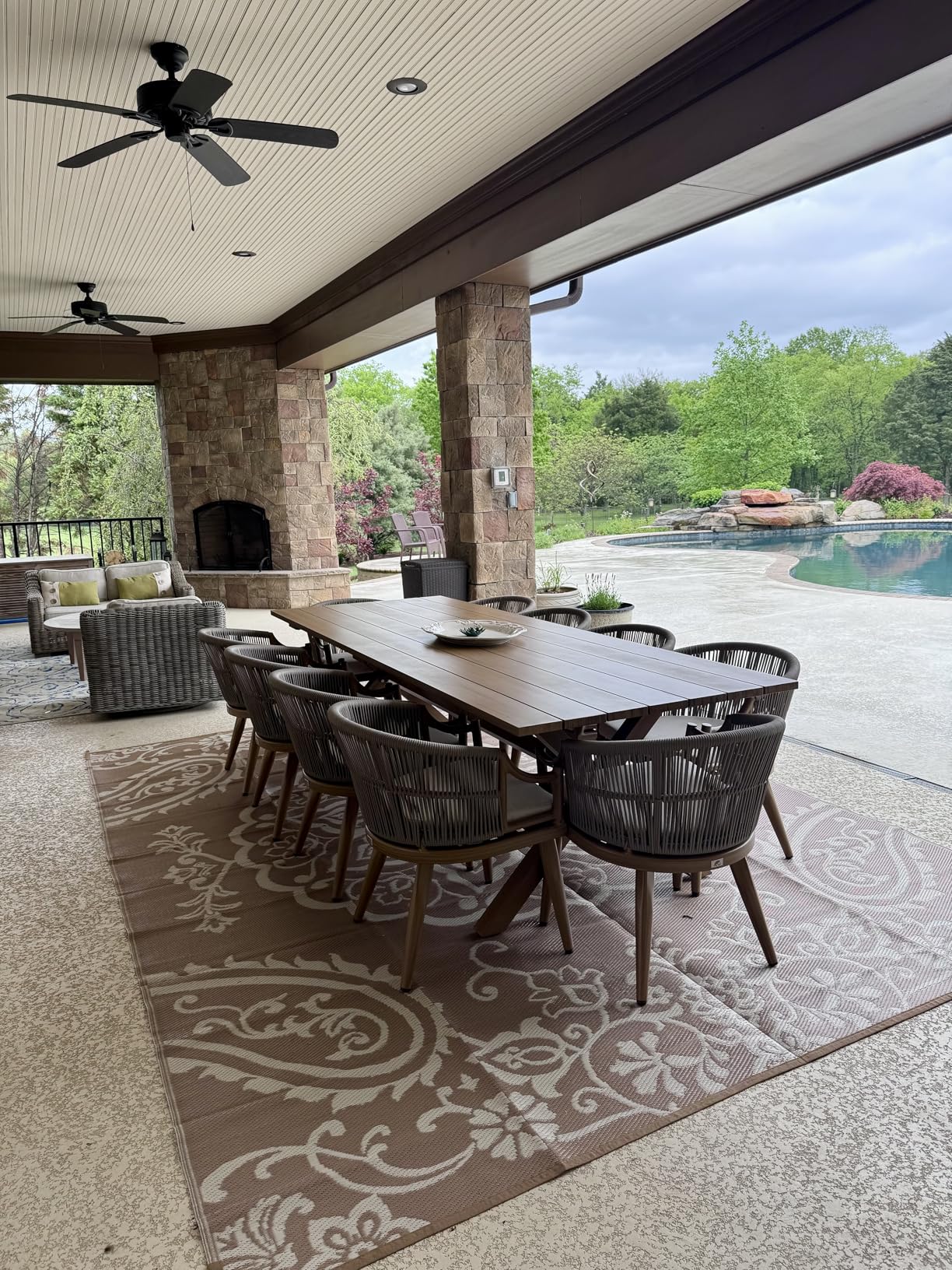 PURPLE LEAF 11 Pieces Outdoor Dining Set All Weather Wicker Patio Dining Set with Rectangular Aluminum Table and Modern Armrest Dining Chairs for Garden Deck Backyard Kitchen, Teak - Customer Photo 2