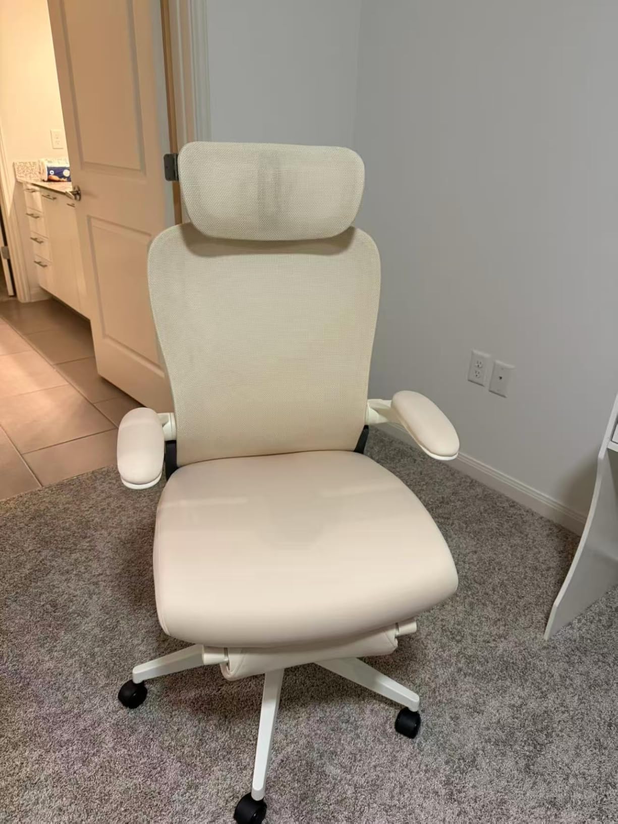 FLEXISPOT Foldex Ergonomic Office Chair, Folding Chair for Small Spaces with Lumbar Support, Flip-up Armrests, 3D Headrest, Desk Chairs with Footrest for Work,Video Game (Foam Seat, Grey) - Customer Photo 1