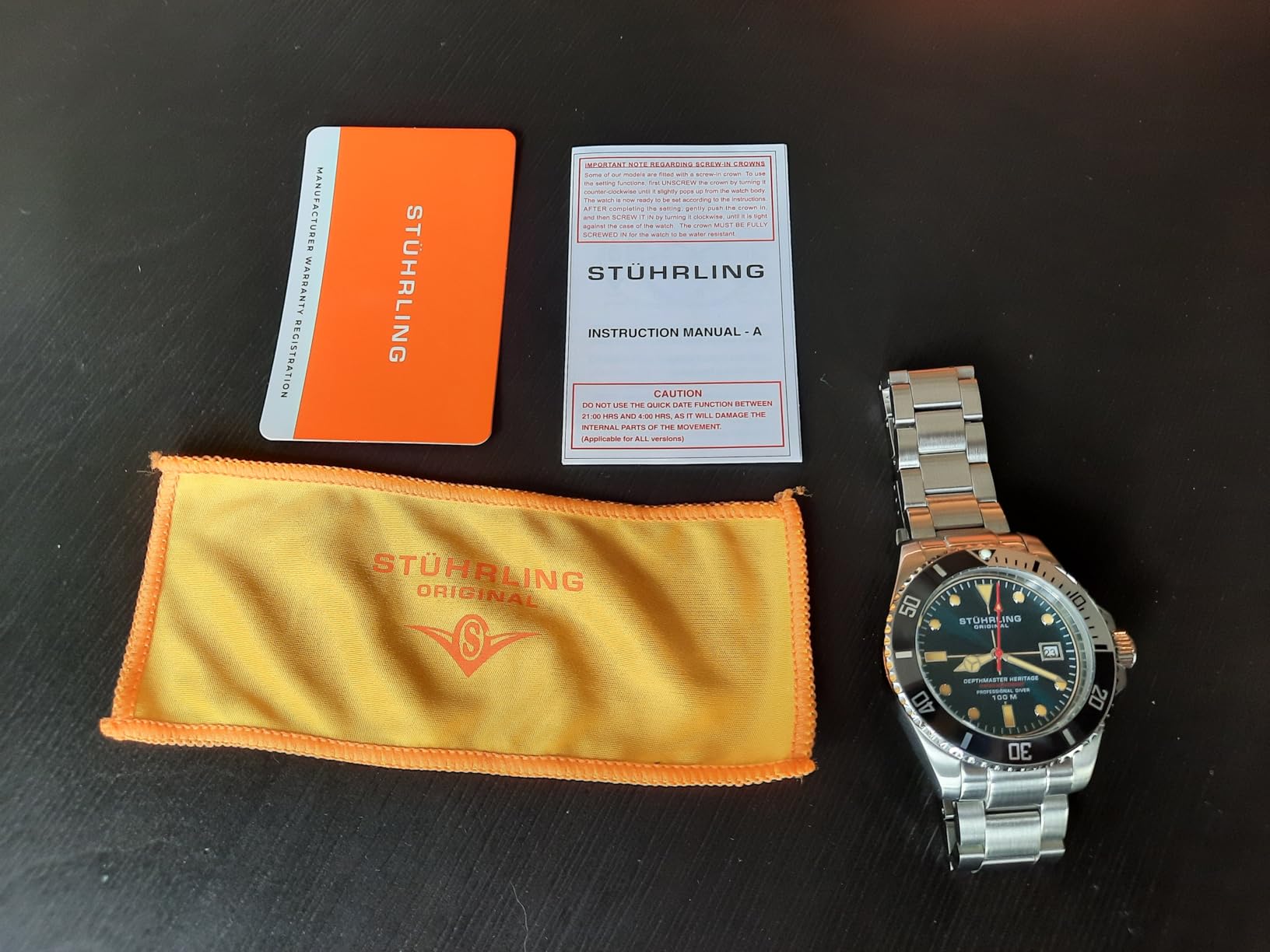 Stuhrling Original Depthmaster Heritage Diver Swiss Quartz Watch, 42mm, Teal Dial, Stainless Steel, 100M Water Resistant Customer Review Stuhrling Original Depthmaster Heritage Diver Swiss Quartz Watch, 42mm, Teal Dial, Stainless Steel, 100M Water Resistant - Customer Photo 2