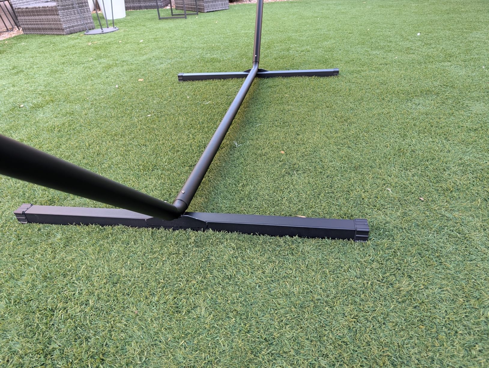 2 Person Outdoor Hammock with Stand, Cotton Rope Hammock with Polyester Pad, Adjustable Steel Frame, Portable with Carrying Bag – for Patio, Backyard, Garden, Beach, White-Gray Customer Review 2 Person Outdoor Hammock with Stand, Cotton Rope Hammock with Polyester Pad, Adjustable Steel Frame, Portable with Carrying Bag – for Patio, Backyard, Garden, Beach, White-Gray - Customer Photo 2