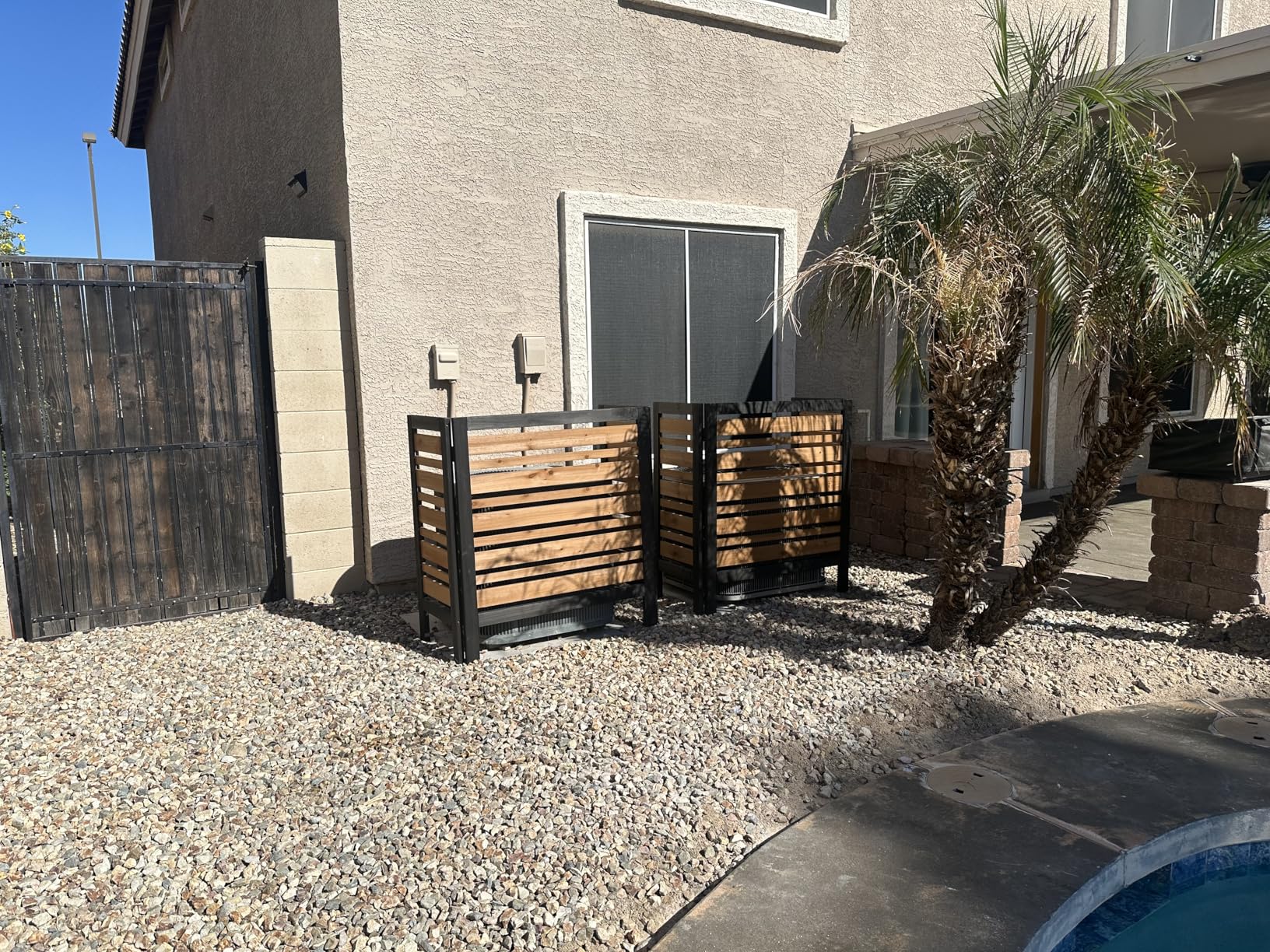 3-Panel Outdoor Air Conditioner Fence Screen, Outside Wood Privacy Fence, 32