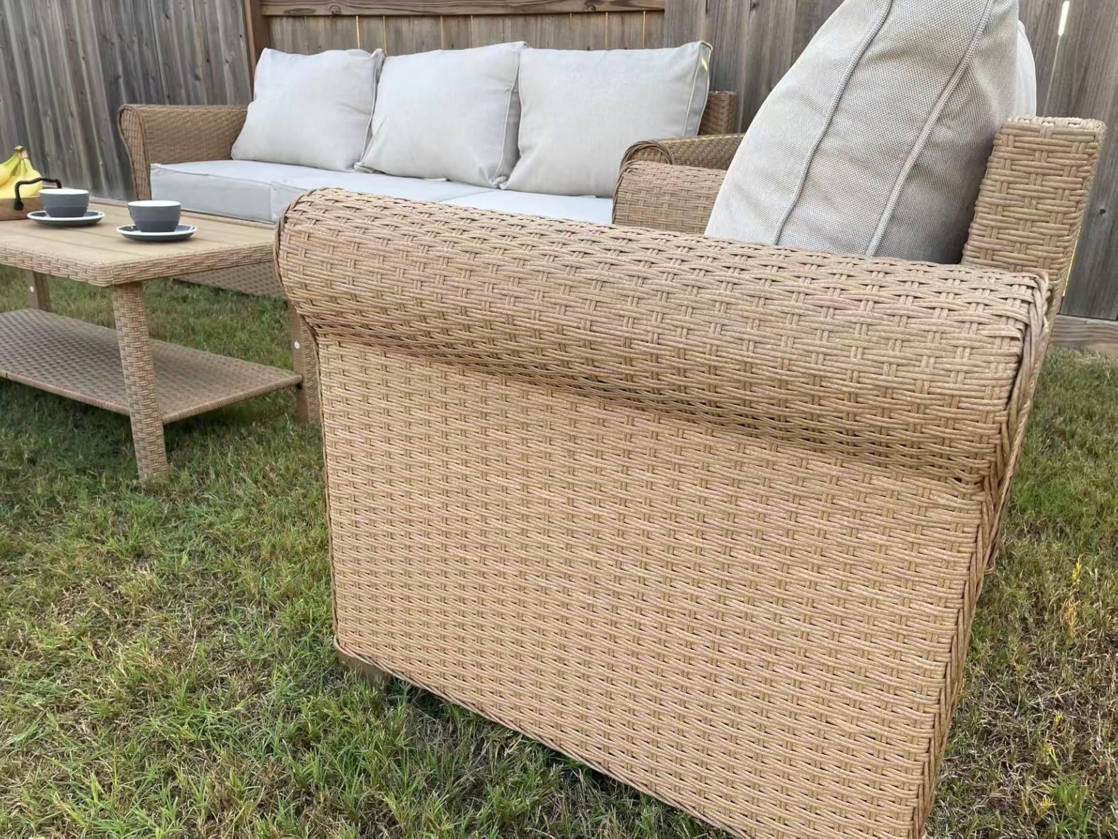 HERA'S HOUSE 8-Piece Patio Furniture Set, All Weather 9 Seats Outdoor Wicker Sofa with Ottomans, Rattan Patio Conversation Set with 5.5