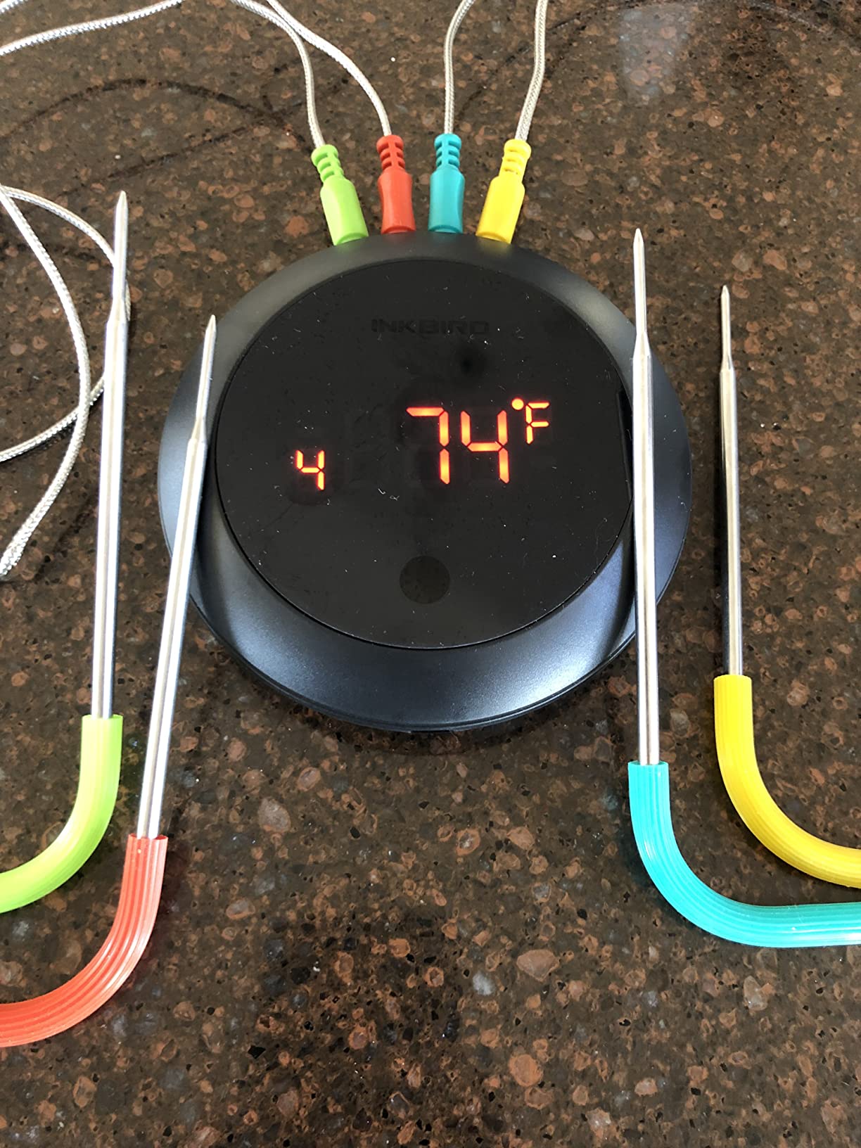 INKBIRD WiFi Wireless Meat Thermometer with 360°Readable LCD Standalone Base，4 Probes Digital Food Meat Thermometer with Remote Control for BBQ, Grill, Oven, Smoker, Rotisserie, Kitchen - Customer Photo 1