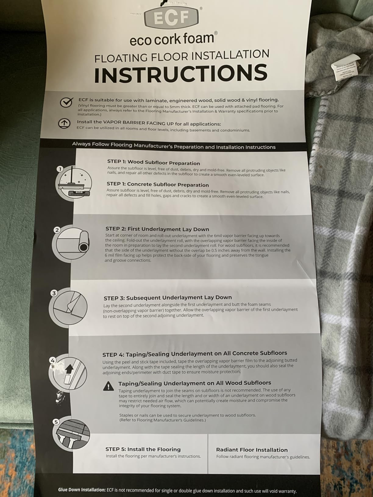 Eco Cork Foam Floor Underlayment - Floor Padding for Vinyl Plank Flooring, LVP Flooring, Hardwood Flooring, Insulation Roll for Flooring Planks - 250Sq Ft - Customer Photo 2