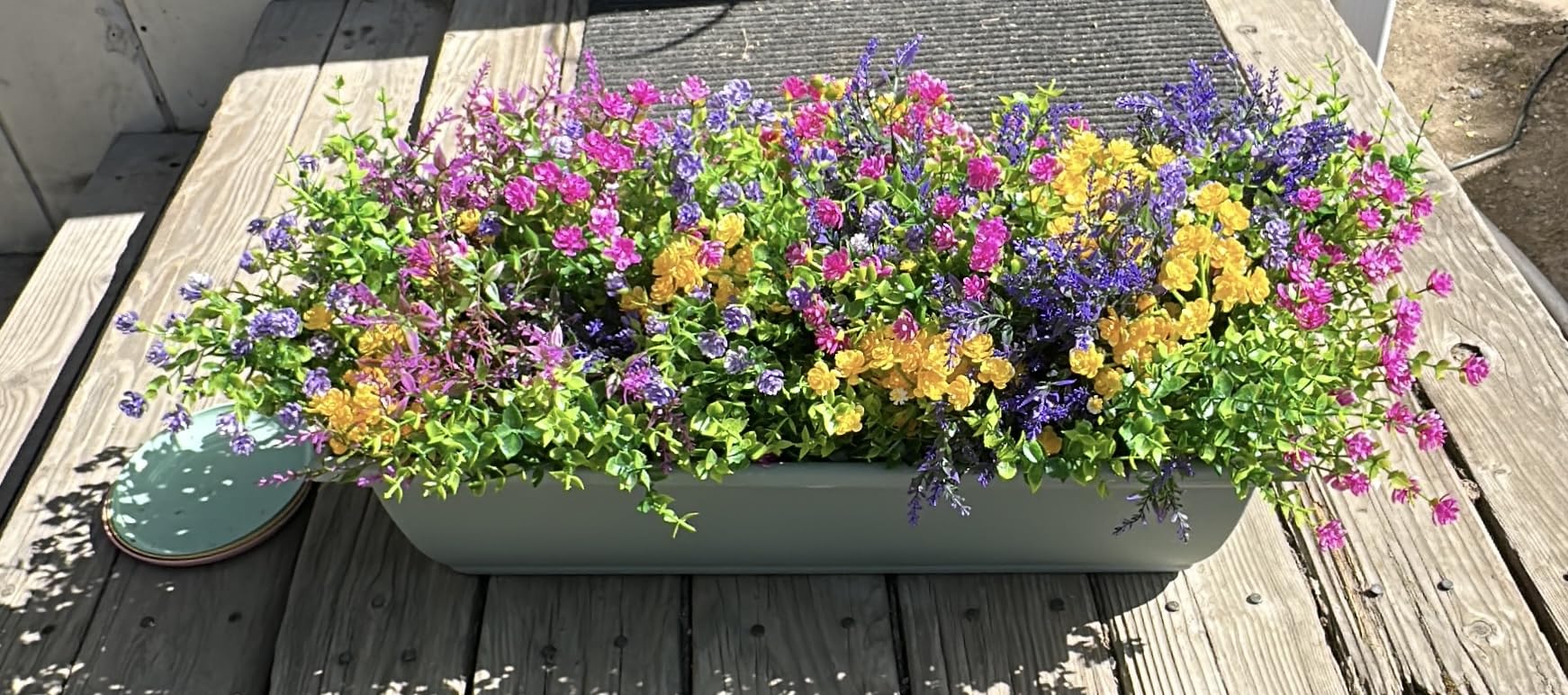 The HC Companies 24 Inch Mojave Window Planter Box with Drainage Holes, Lightweight UV-Resistant Plastic Outdoor Planters, 2-Pack Flower Box for Garden & Home Decor, Cottage Stone - Customer Photo 2