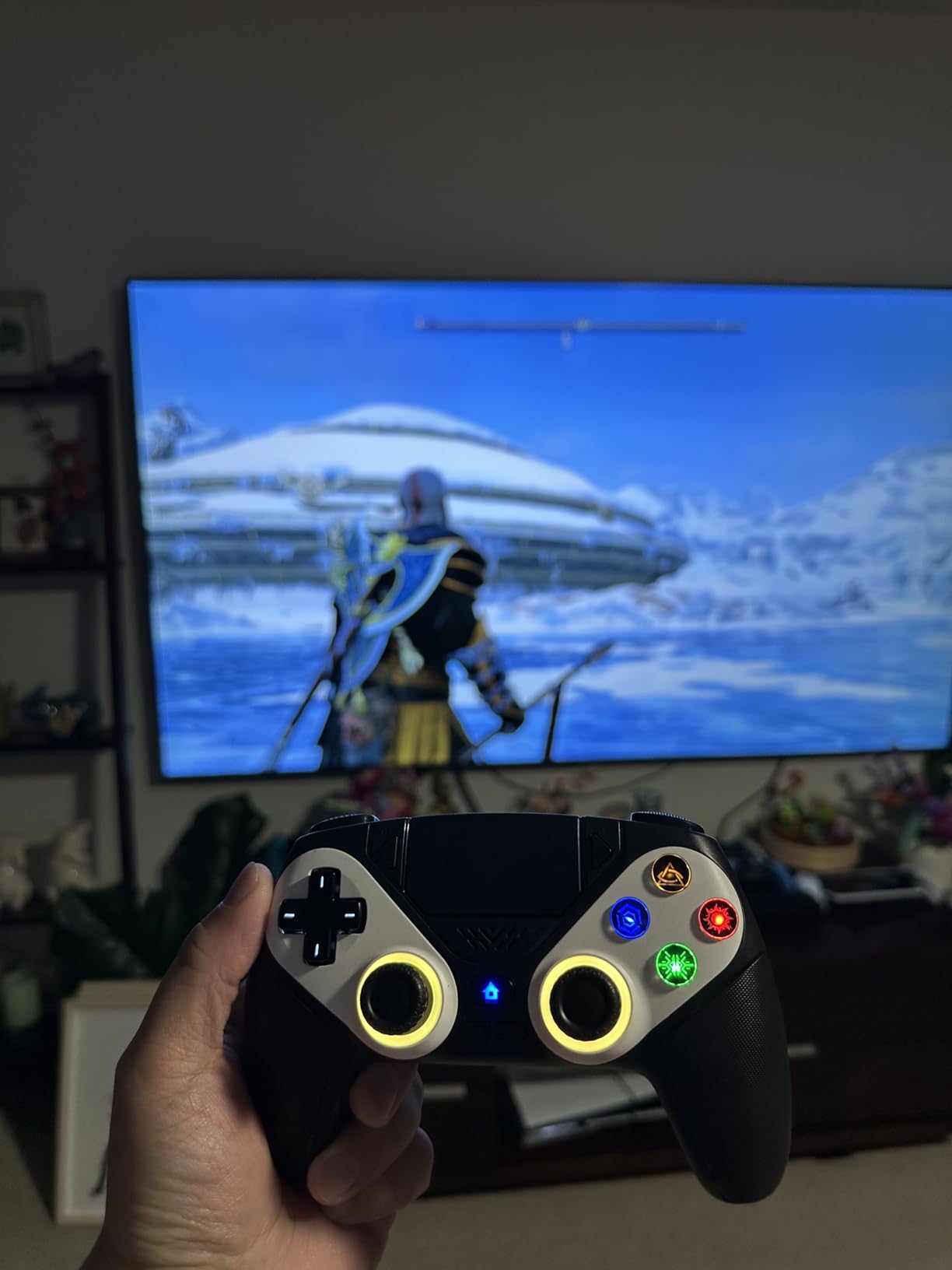 Gamrombo LED Wireless Controller for PS5, Compatible with PS5 Pro/Slim/PC, Dual Vibration, Macro/Turbo Function, 3.5mm Audio Jack, 6-Axis Motion Contro Gamepad with Speaker - Customer Photo 1