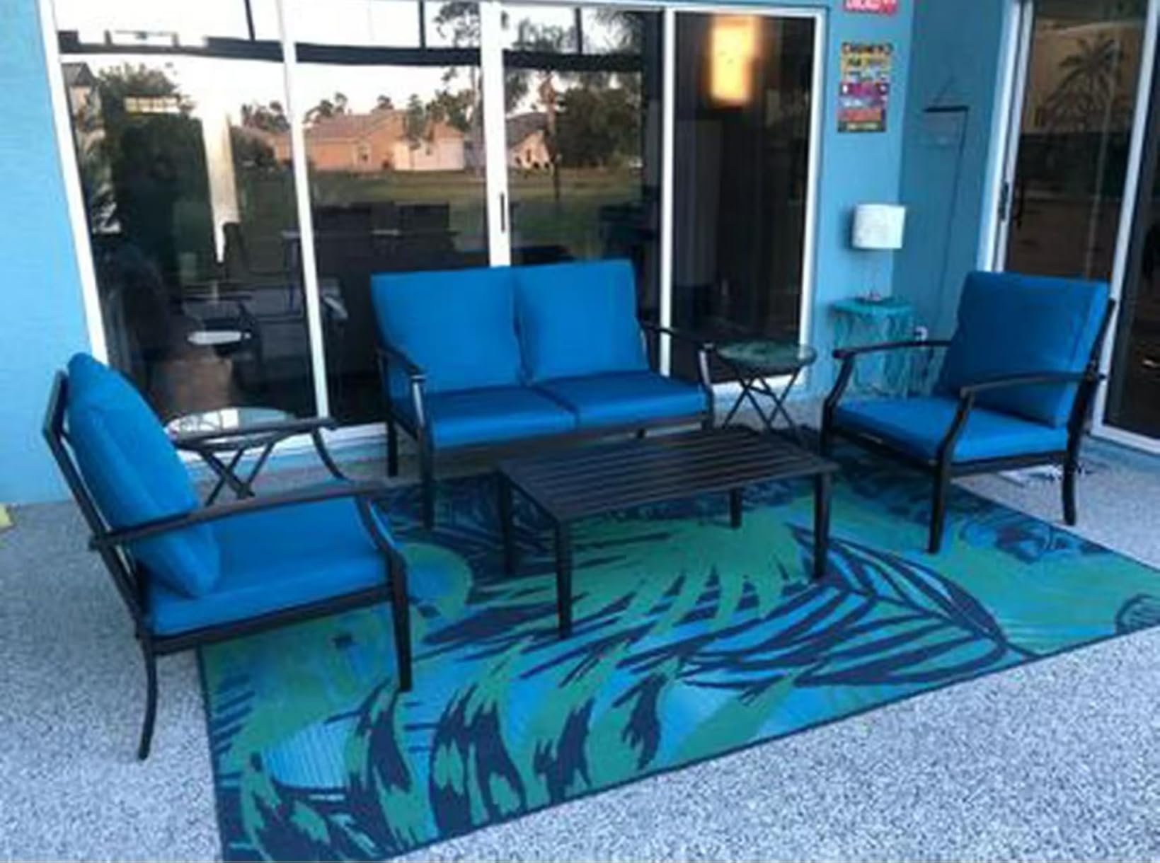 4-Piece Patio Furniture Set, Wider Outdoor Metal Seating Sofa with High Back & Loveseat, Coffee Table, All Weather Metal Conversation Set for Backyard, Poolside, Deck-Beige - Customer Photo 2