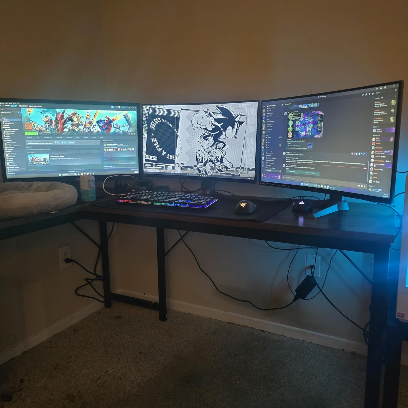 Huuger 63 Inch L Shaped Desk with Power Outlets and USB-C Port, 0.95 Inch Thicker Desktop, Reversible Computer Desk, Larger Office Corner Gaming Desk, Metal Frame, for Home Office, Study, Rustic Brown - Customer Photo 2