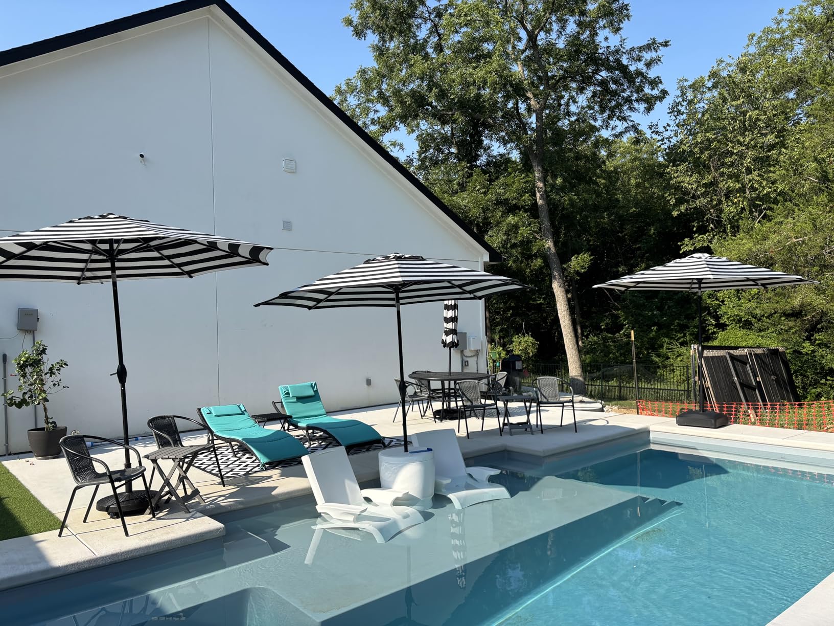 Midtown Umbrellas Sunbrella Umbrella 9 Feet Outdoor Umbrella With Canvas Navy Acrylic Fabric - Auto-Tilt Aluminum Frame Patio Umbrella For Backyard, Deck, Garden, Pool - Customer Photo 1