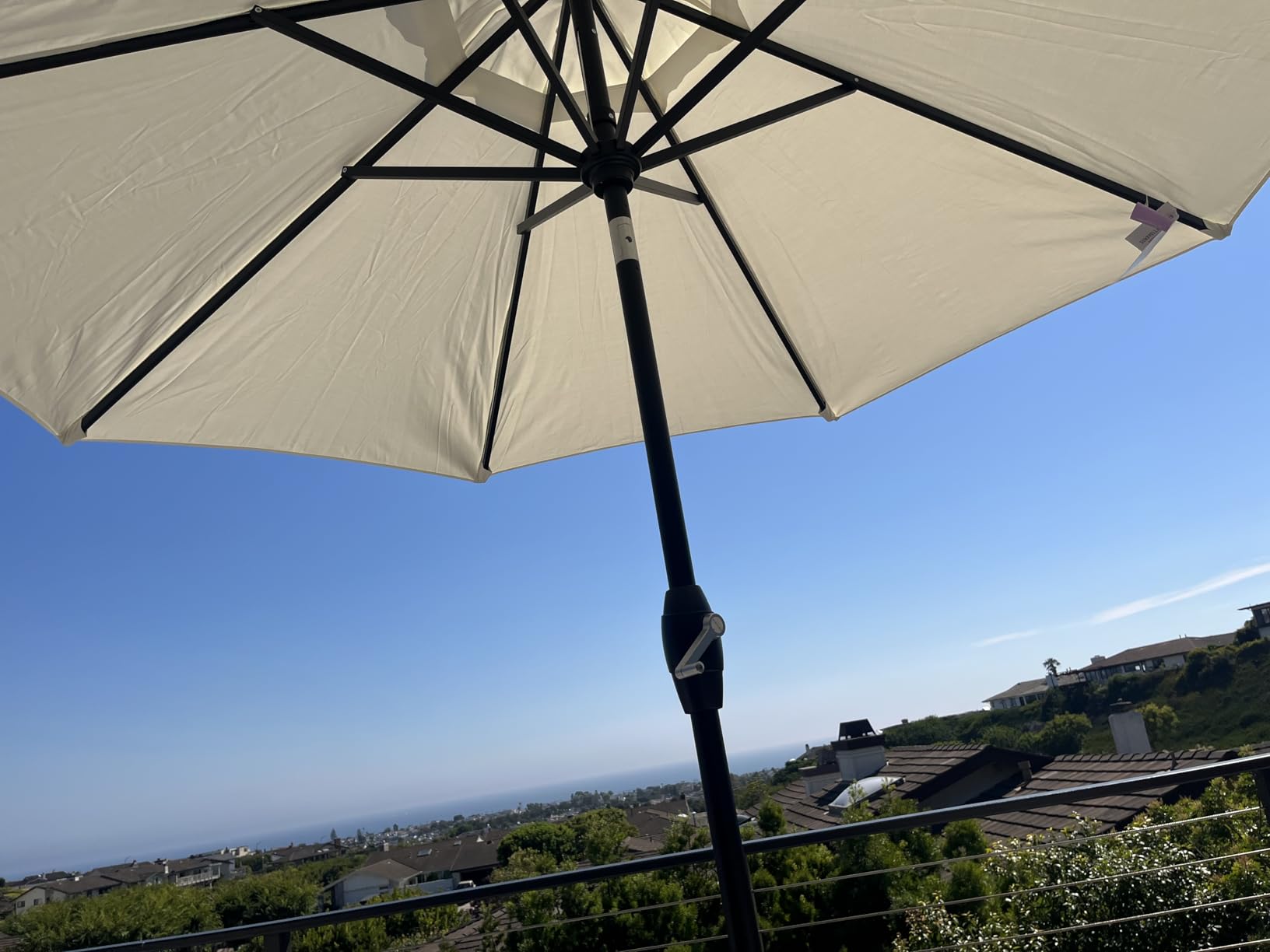 Midtown Umbrellas Sunbrella Umbrella 9 Feet Outdoor Umbrella With Canvas Navy Acrylic Fabric - Auto-Tilt Aluminum Frame Patio Umbrella For Backyard, Deck, Garden, Pool - Customer Photo 2