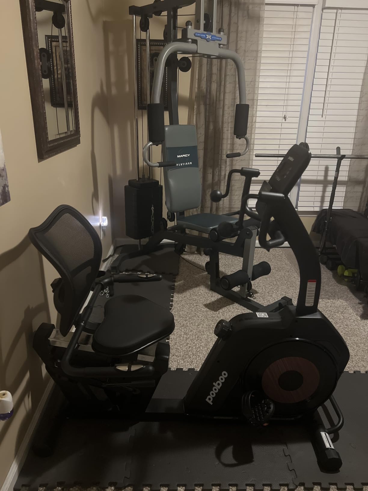 pooboo Recumbent Exercise Bike, Stationary Bikes for Home with Arm Exerciser, Magnetic Recumbent Bike with Ergonomic Backrest & Comfortable Seat, Smart APP, Pulse Sensor, 400LBS Weight Capacity - Customer Photo 3