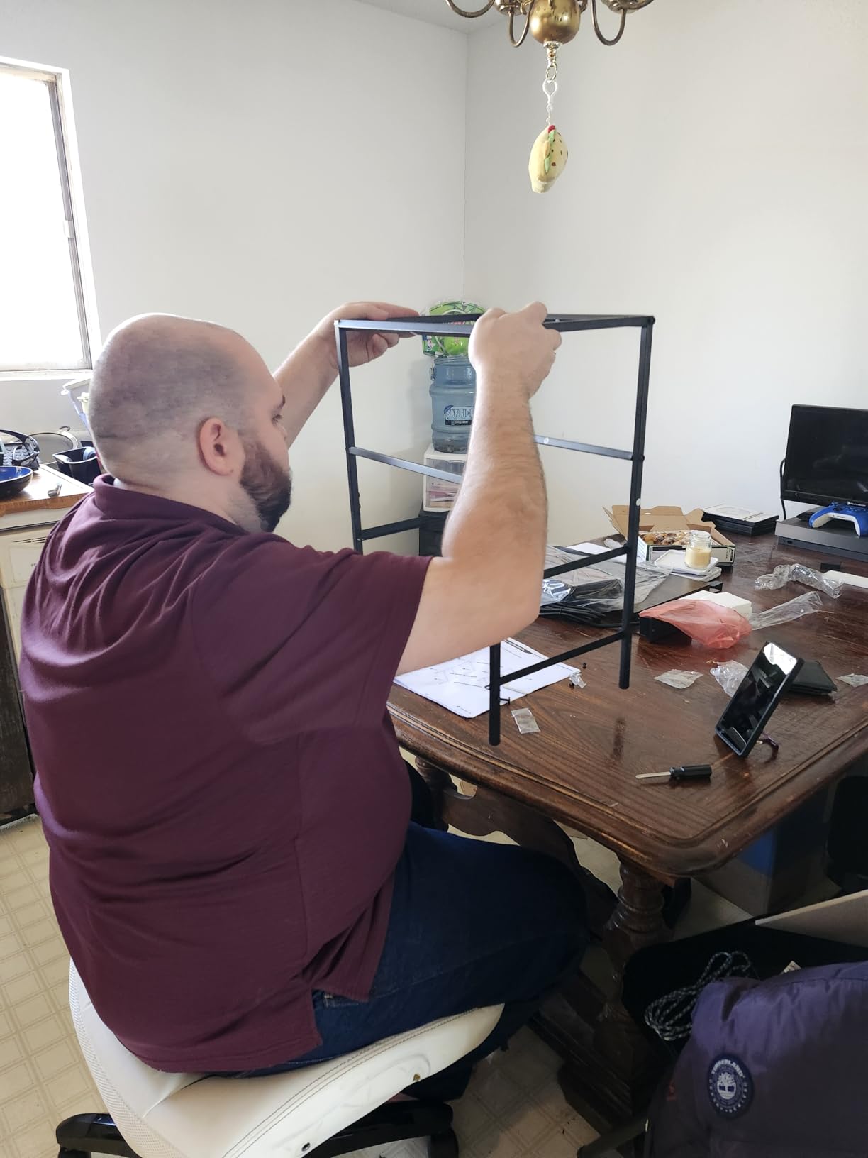 Huuger 47 Inch TV Stand Dresser with Power Outlets and LED Lights, Fabric Dresser for Bedroom with Storage, 4 Drawers Entertainment Center with Open Shelf, Media Console for 55 50 Inch TV, Black - Customer Photo 1