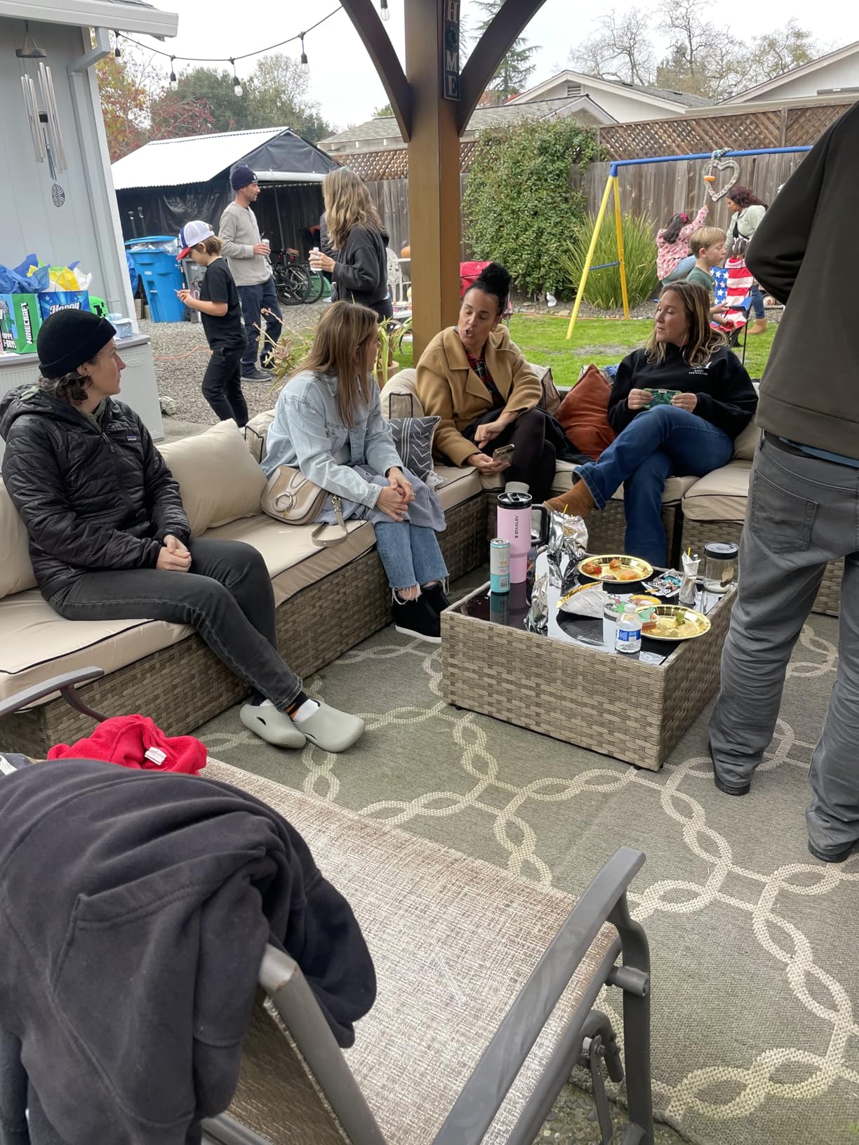 Shintenchi 5 Pieces Outdoor Patio Sectional Sofa Couch, Black PE Wicker Furniture Sets, Patio Conversation Sets with Washable Cushions Glass Coffee Table for Garden, Poolside, Backyard,(Khaki) - Customer Photo 1