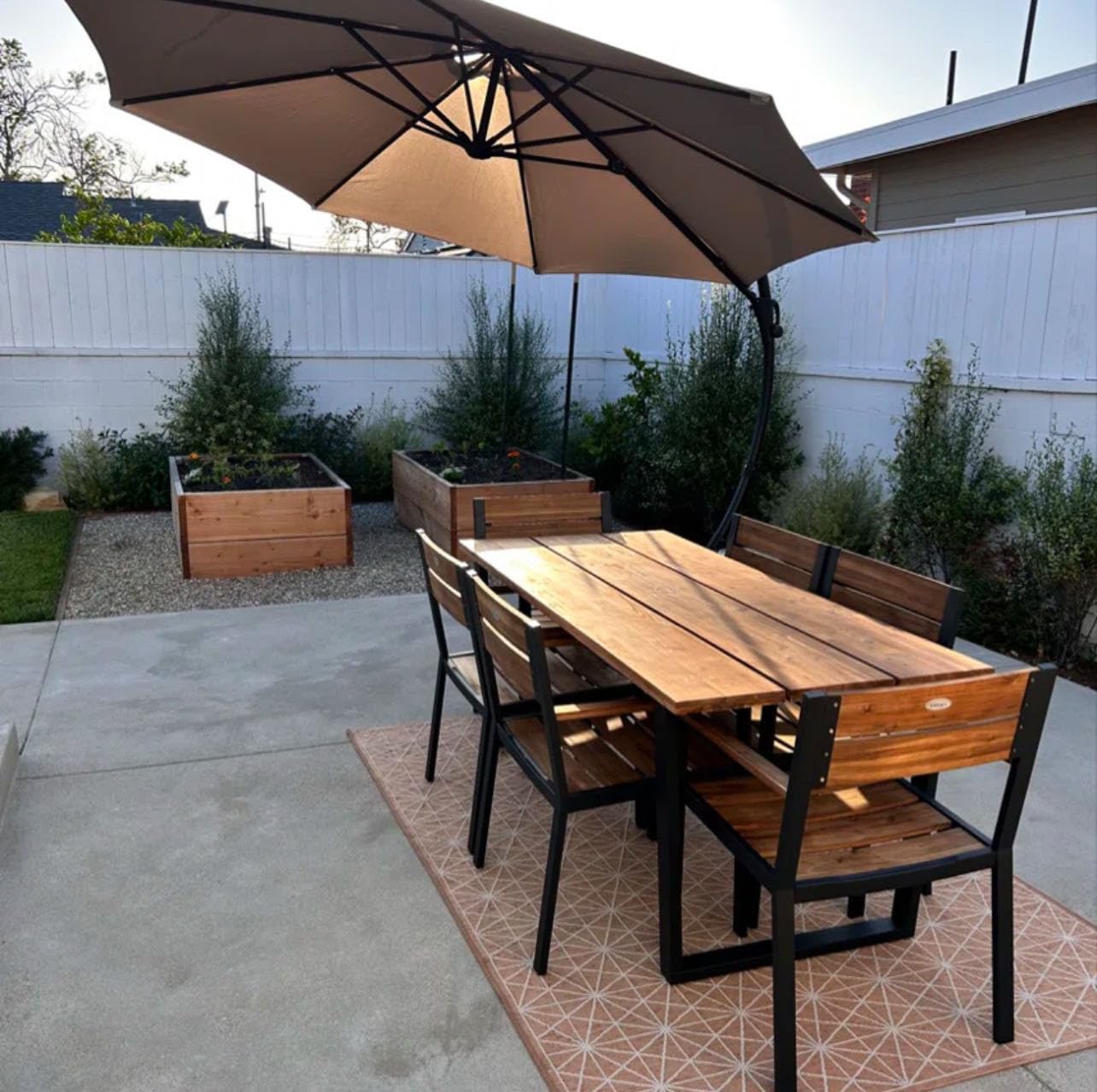 Kingdura 11ft Offset Cantilever Patio Umbrella with Base Included, Large Round Aluminum Outdoor Umbrella, 360° Rotation & Infinite Tilt, Heavy Duty Frame for Deck Pool Backyard, Beige - Customer Photo 1