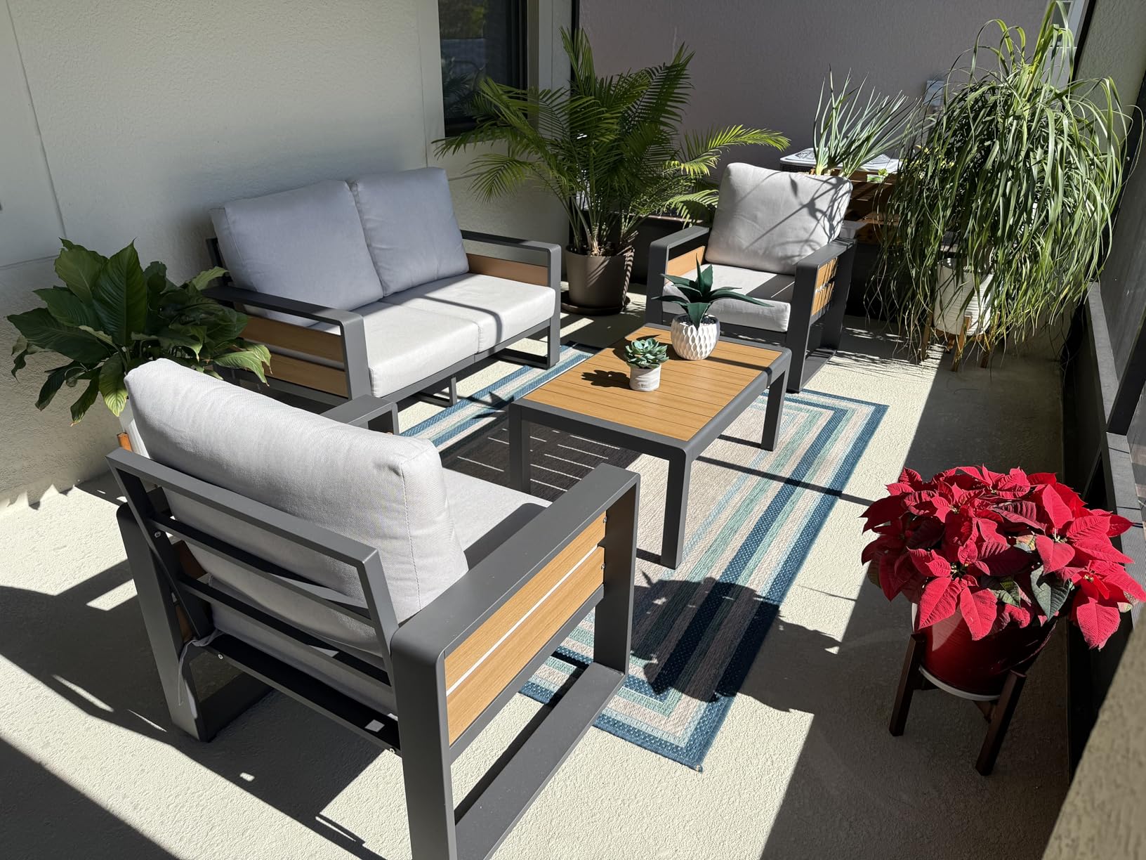 ZANDOR Aluminum Outdoor Patio Furniture - 2 Pcs Armchair, All-Weather Metal Modern Outside Furniture with Washable Thick Cushion for Garden/Backyard/Porch, Grey - Customer Photo 1