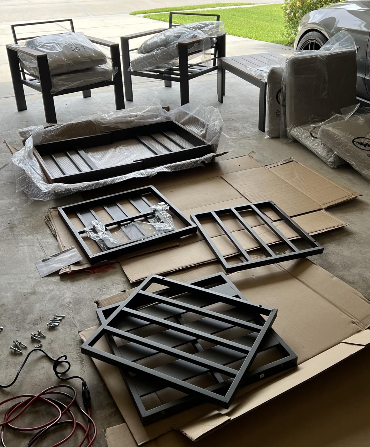 Aoxun Aluminum Patio Furniture Set 7 Seats, Oversized Outdoor Sectional with Washable Thick Cushions, Coffee Table and Waterproof Cover, Patio Conversation Sets for Porch, Balcony, Deck Customer Review Aoxun Aluminum Patio Furniture Set 7 Seats, Oversized Outdoor Sectional with Washable Thick Cushions, Coffee Table and Waterproof Cover, Patio Conversation Sets for Porch, Balcony, Deck - Customer Photo 2