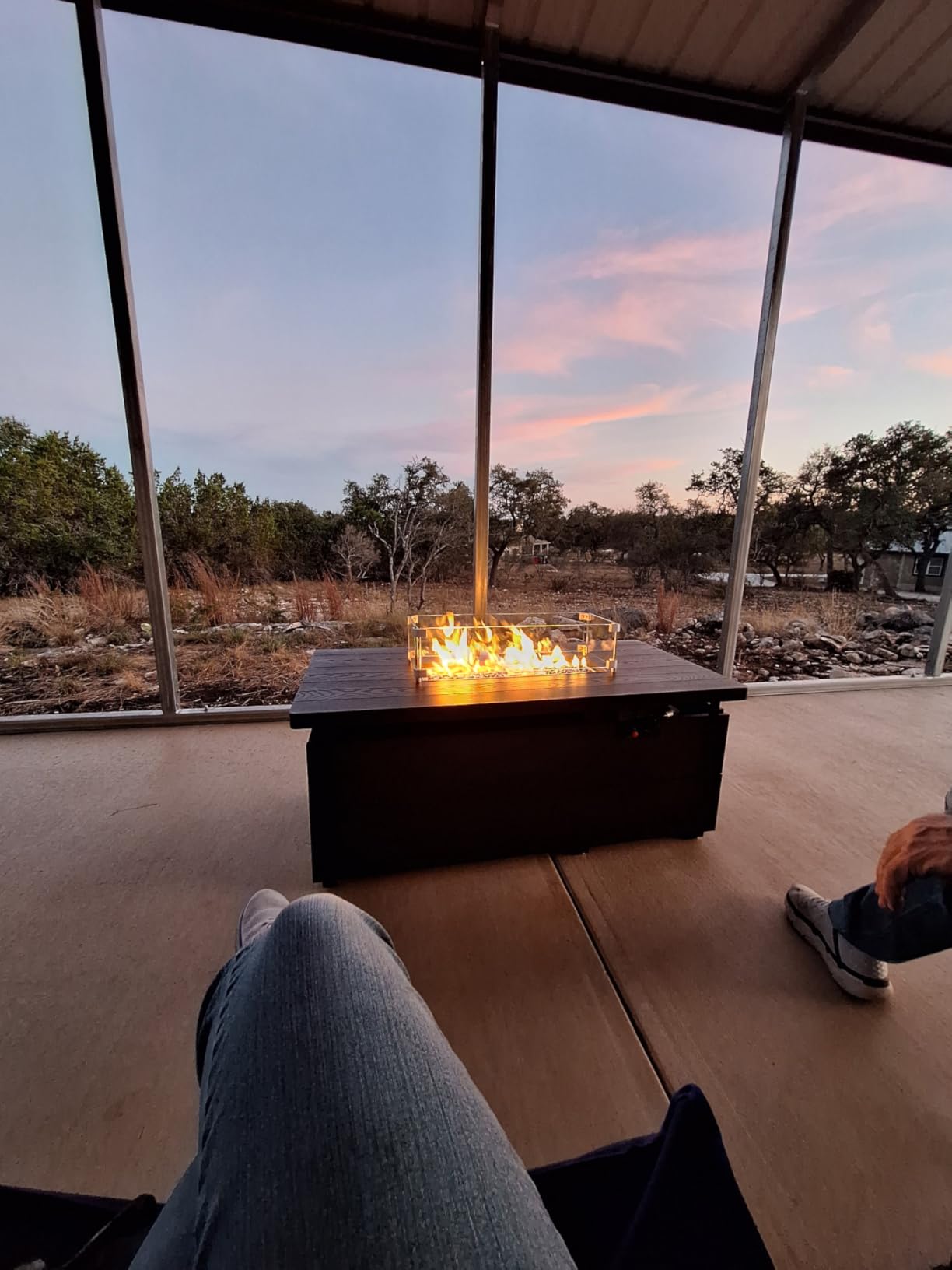 Sundale Outdoor 51 Inch Outdoor Fire Pit Table, 50,000BTU Rectangle Propane Fire Pit with Sliding Tank Holder, Glass Wind Guard, Removable Lid, CSA Certified, Gray customer photo 1