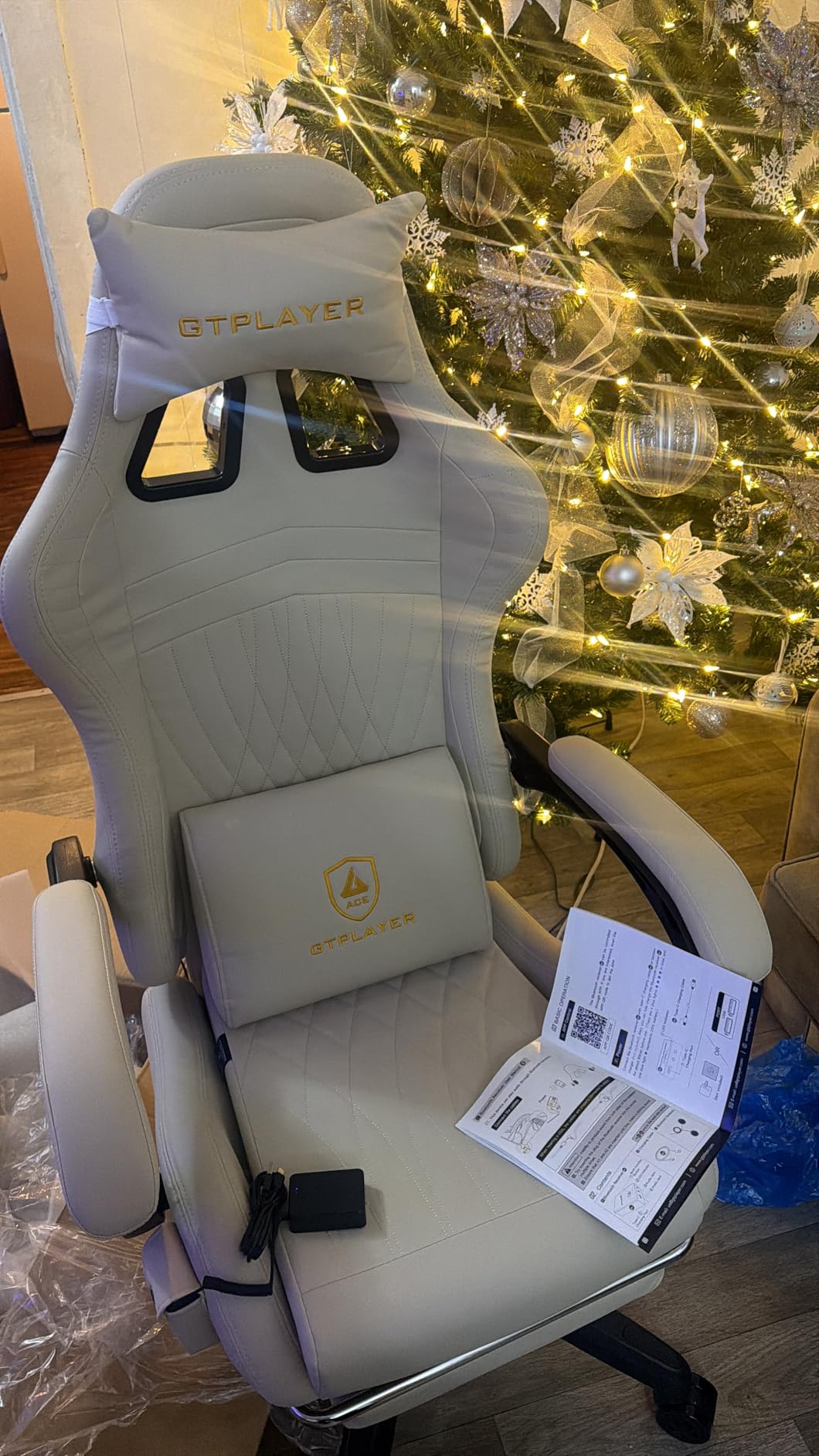 GTPLAYER ACE-PRO Music Gaming Chairs – Built-in Speakers, App Support & Bluetooth Control, Computer Game Chairs with Footrest for Adults, Ergonomic Reclining Silla, Linkage Armrest, Ivory - Customer Photo 2