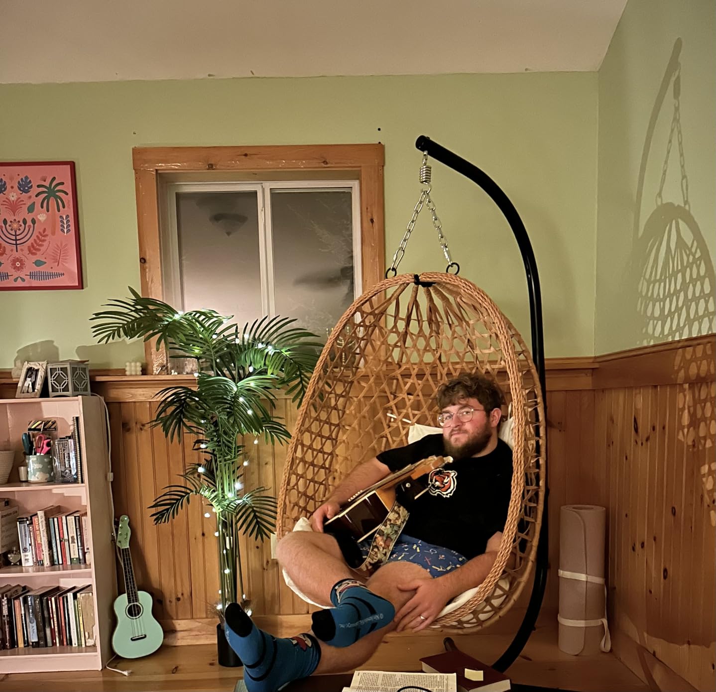 LEX CRAFT Egg Chair with Stand, Patio Wicker Hanging Chair, Hammock Swing Chair, 350LBS Capacity for Bedroom, Balcony, Garden - Customer Photo 1