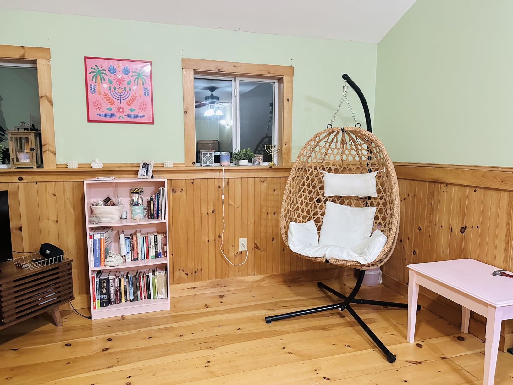 LEX CRAFT Egg Chair with Stand, Patio Wicker Hanging Chair, Hammock Swing Chair, 350LBS Capacity for Bedroom, Balcony, Garden - Customer Photo 2