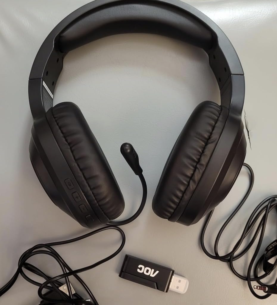 AOC Wireless Gaming Headset Compatible with PS5/4, Nintendo Switch, PC, Bluetooth 5.4 & 2.4GHz Gaming Headphones with Noise Canceling Mic, RGB, Type-C, 20ms Latency, 45H, 7.1 Virtual Surround- Black Customer Review AOC Wireless Gaming Headset Compatible with PS5/4, Nintendo Switch, PC, Bluetooth 5.4 & 2.4GHz Gaming Headphones with Noise Canceling Mic, RGB, Type-C, 20ms Latency, 45H, 7.1 Virtual Surround- Black - Customer Photo 2