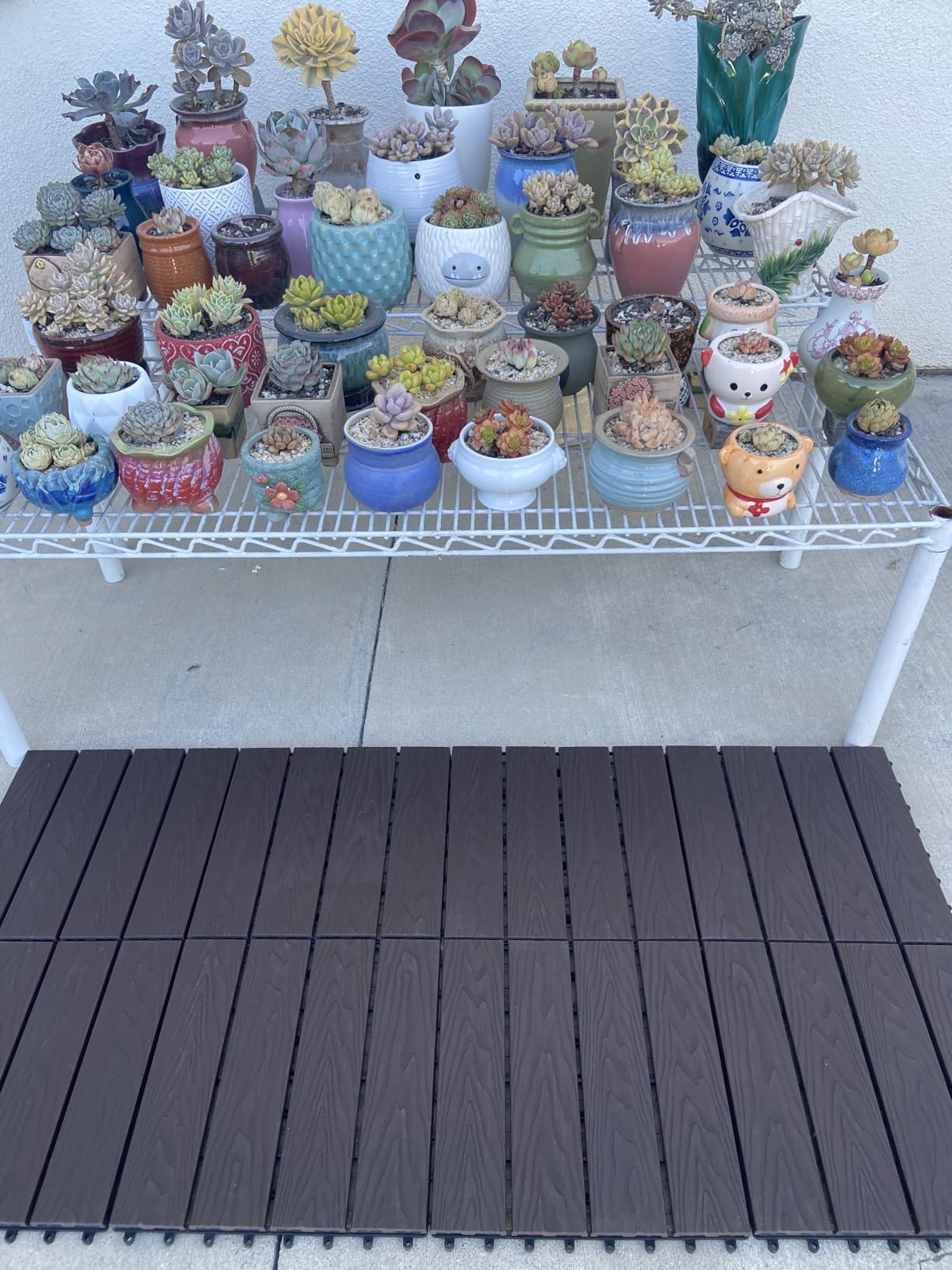 Polymer Composite Interlocking Deck Tiles Outdoor,12x12 Thick Composite Patio Floor Tiles Decking Boards for All Weather Use,Waterproof, Poolside,Balcony,Patio(9Pcs,Coffee,9 sqft) customer photo 1