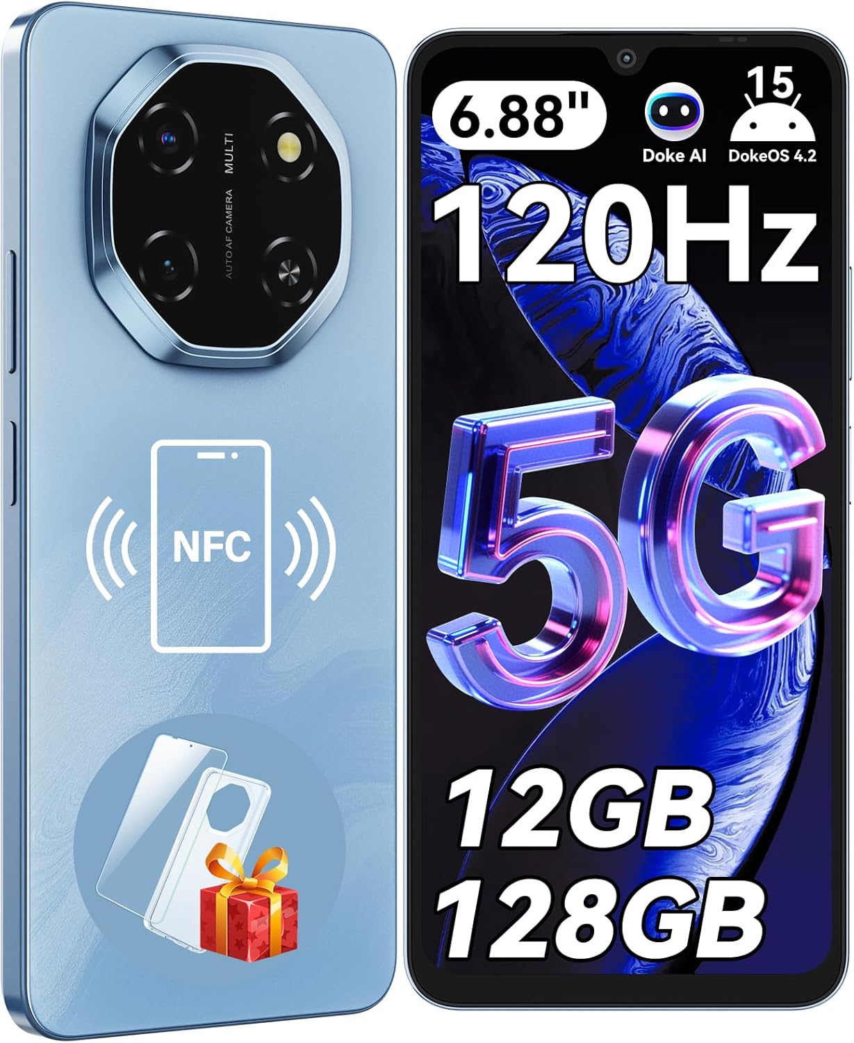 Blackview Shark 6 Unlocked Android Phones 5G (2025), Android 15 Cell Phone Unlocked, 6.88