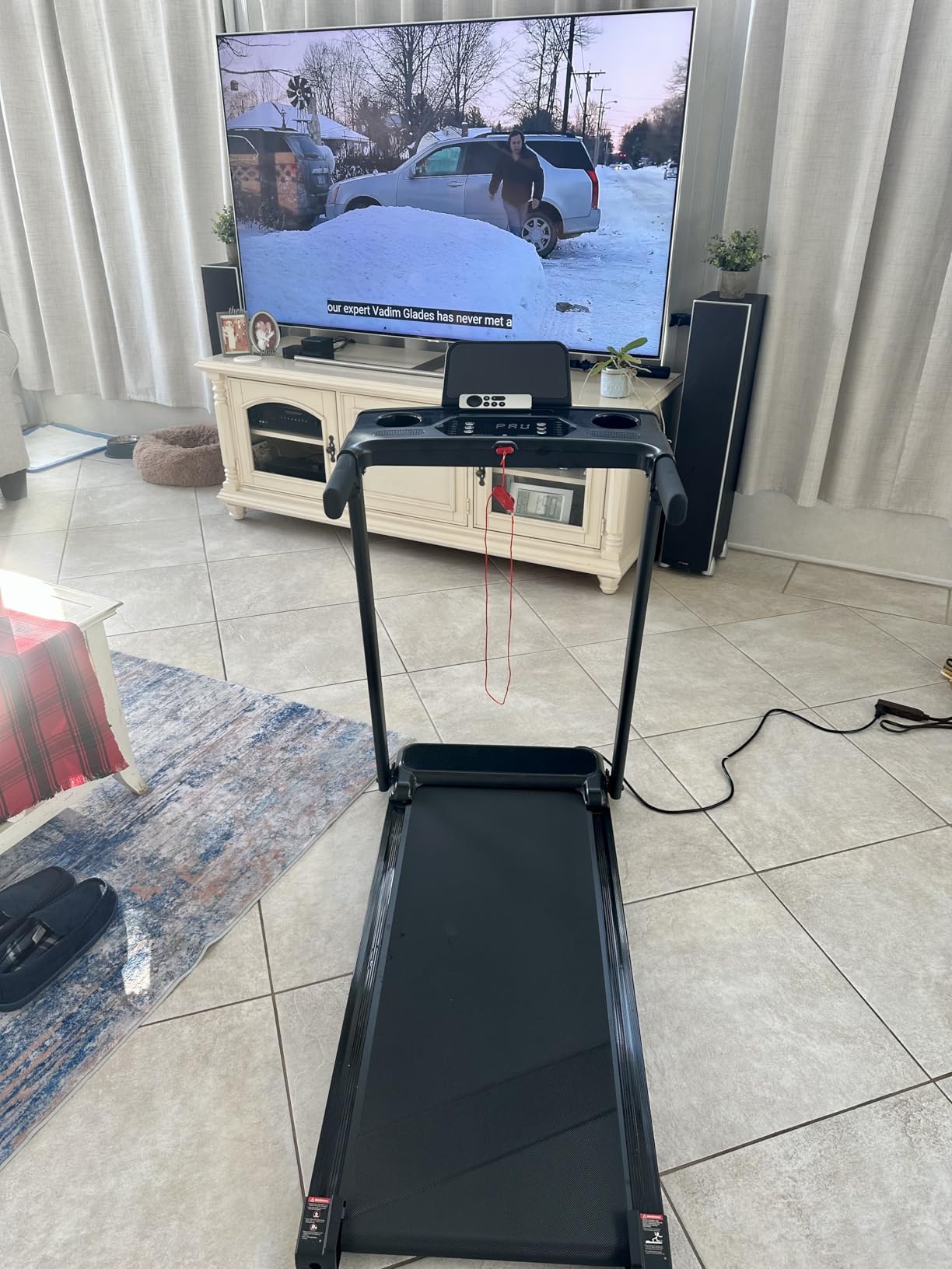 Treadmill with Incline,3.0HP Small Treadmills for Home,Portable Electric Treadmill with Handles,Lightweight Walking Pad,Compact Running Treadmills,Walking Pad with Handle,300LBS Capacity - Customer Photo 1