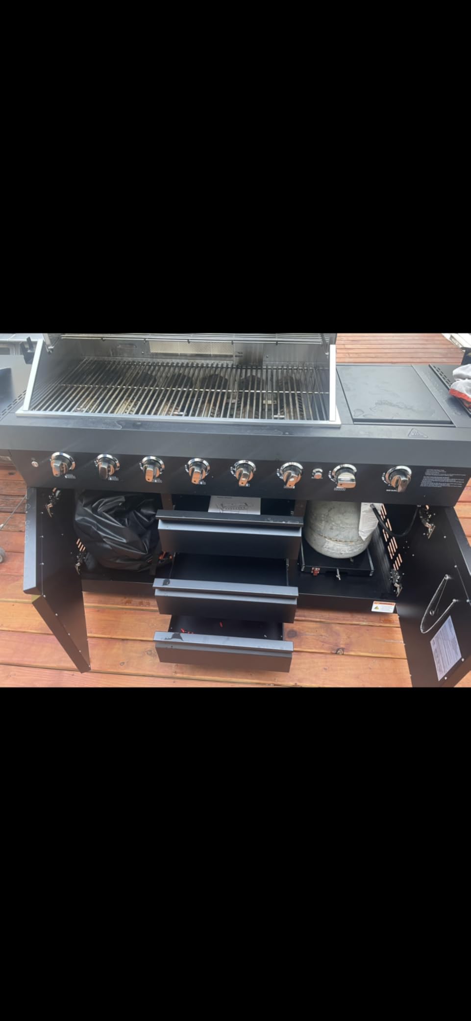 CT Copper Tailor 83-inch Outdoor Kitchen BBQ Gas Grill Island, 6 Main Burners, Infrared Rear & Side Burner,99,000 BTU, Stainless Steel, Foldable Side Table, Double Storage Cabinets & 3 Drawers - Customer Photo 4