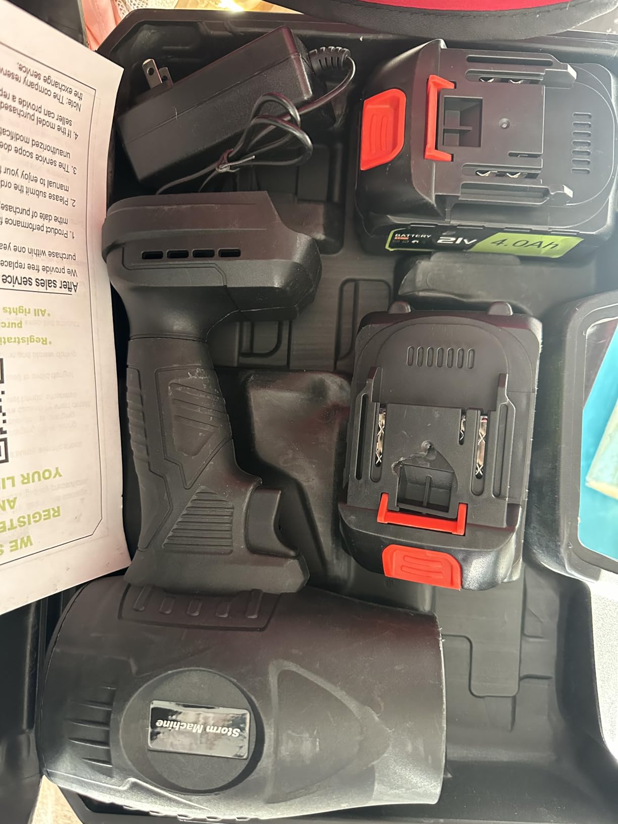 980,000 RPM Cordless Leaf Blower - 21V Electric Handheld Leaf Blower with 2×4.0Ah Batteries & Fast Charger - Lightweight for Patio, Lawn, Yard, Deck Cleaning - Light Black - Customer Photo 1