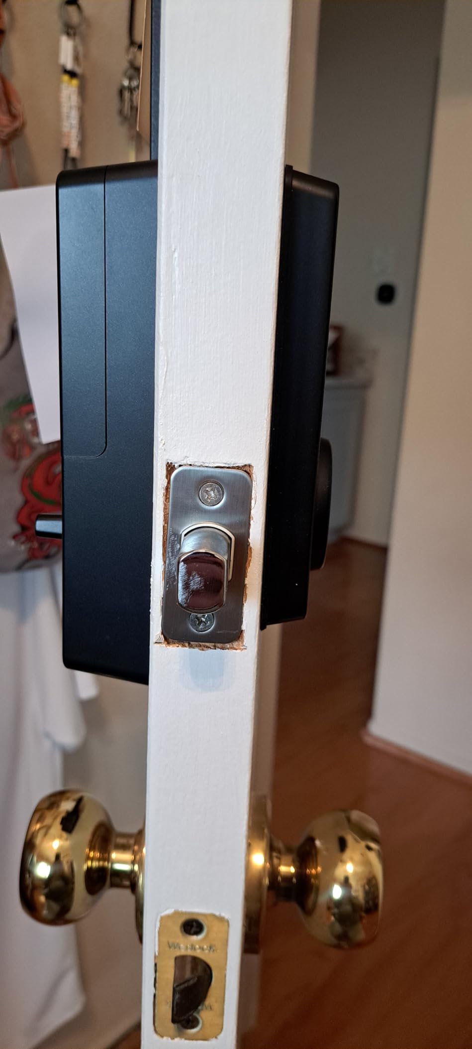 Wyze Auto-Lock Bolt v2, Fingerprint Keyless Entry Smart Lock, AI Learning Scanner with Wi-Fi Front Door Lock Deadbolt, Auto-Lock, 8 Months Battery, BHMA2, IP53, Anti-Peep Keypad, Backup Keys - Customer Photo 2