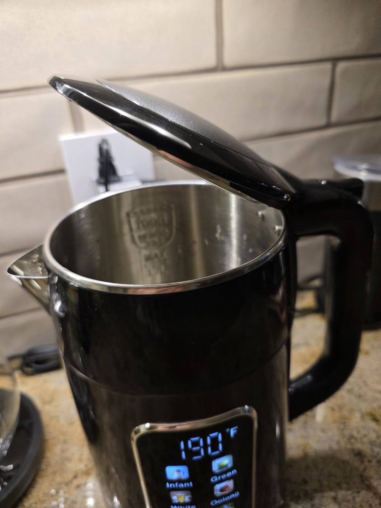 Mecity Electric Kettle 1.7L Touch Screen Temperature Control Water Boiler, No Plastic Contact with Water. 6 Preset Temperature Programs, 2 Hours Keep Warm, Auto Shut Off, Dark Grey - Customer Photo 1