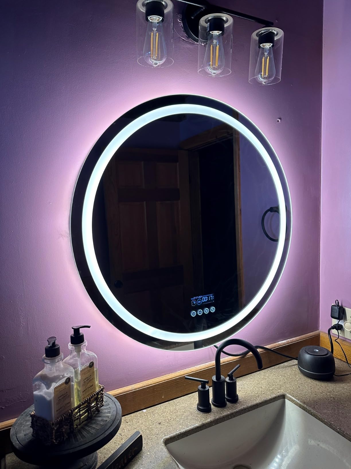 LUVODI Smart LED Bathroom Mirror: 71x32 Large Wall Mounted Vanity Mirror with Bluetooth Speaker and Time Temperature Display - Dimmable Lighted Modern Makeup Mirror with Front and Back Lit Anti Fog - Customer Photo 1