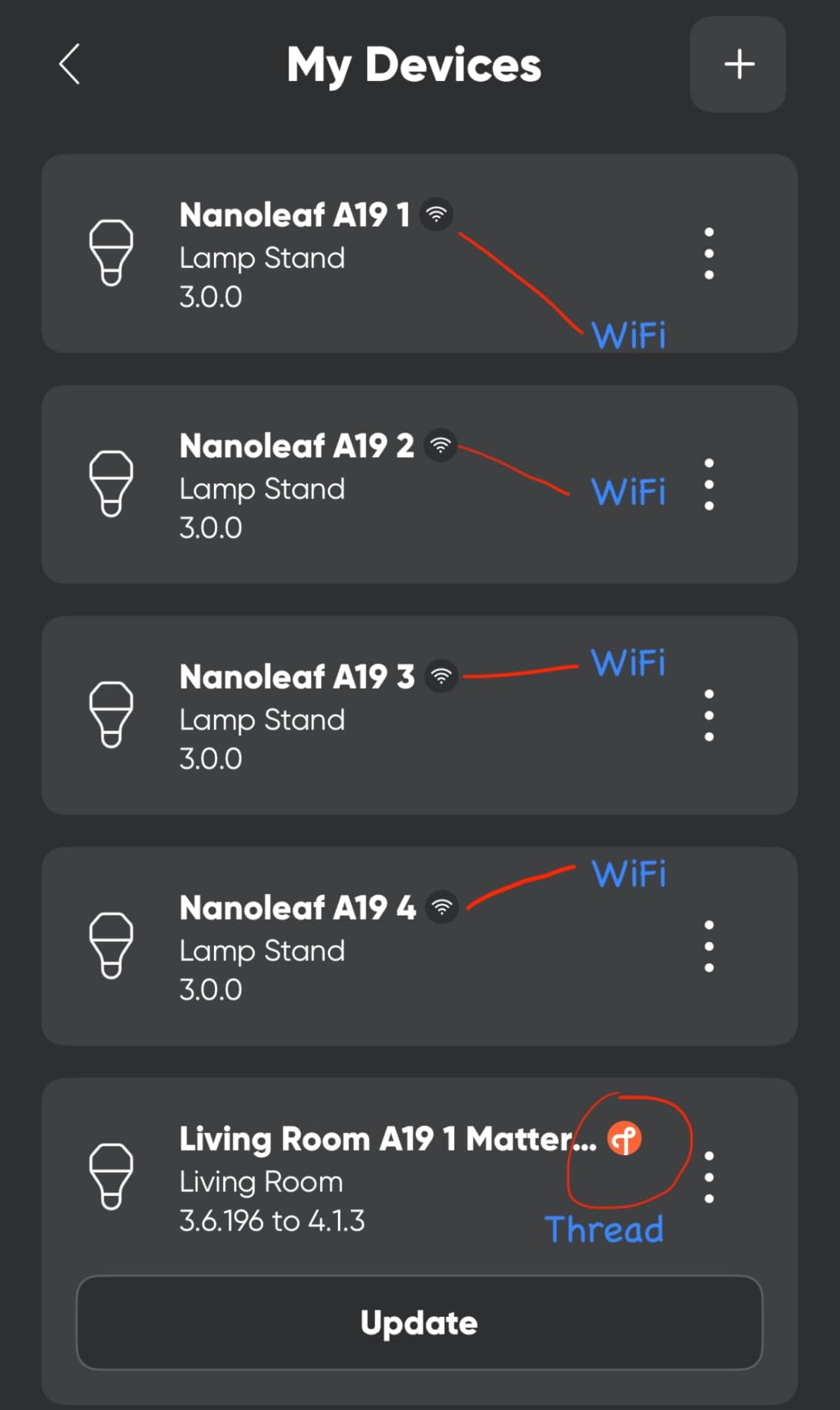 Nanoleaf Essentials Smart Light Bulbs, Matter Smart LED Bulbs Work with Alexa & Google Home, 1000lm 16M+ RGBTW Color Changing Light Bulb, Music Sync A19 E26 2.4GHz WiFi Bluetooth Light Bulb 60W, 4PK - Customer Photo 2