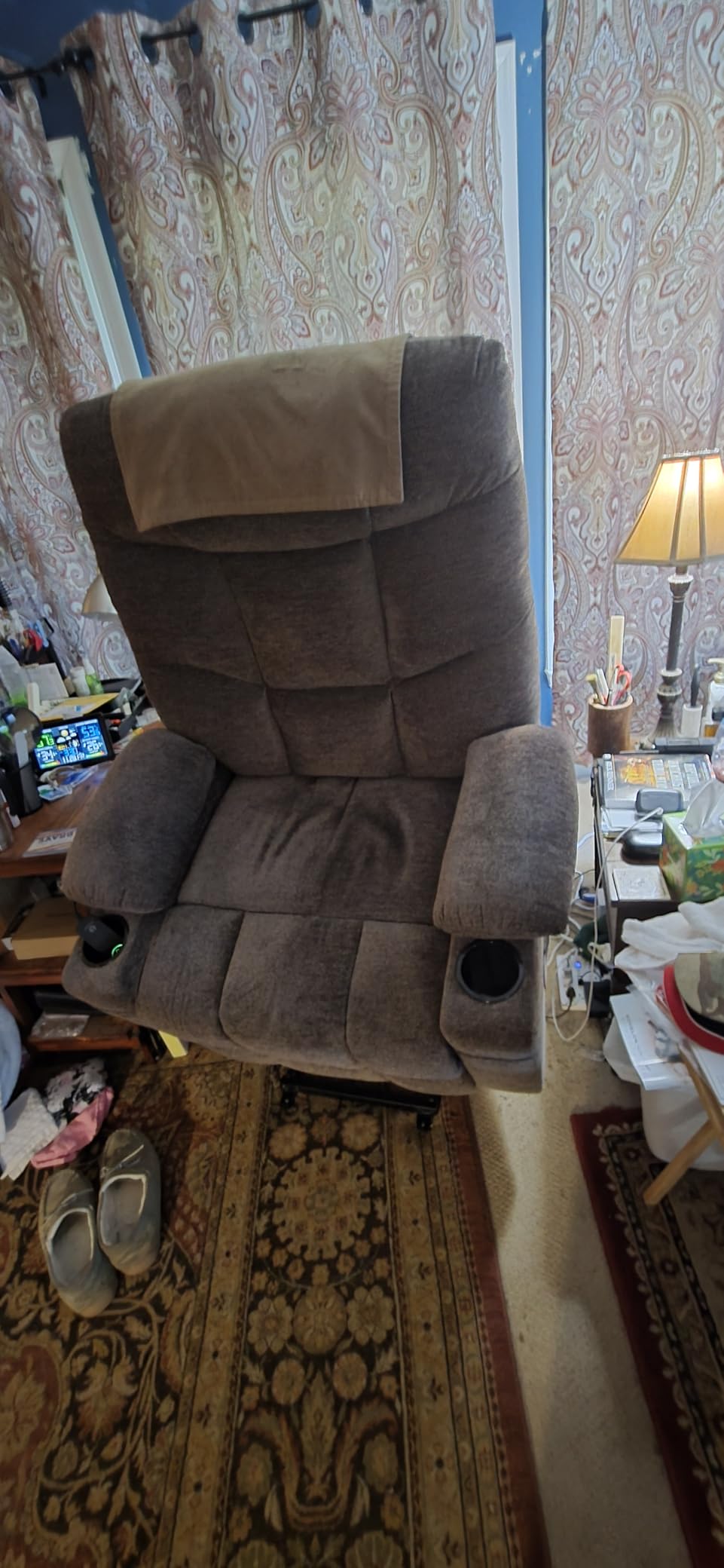 MCombo Power Lift Recliner Chair with Extended Footrest for Elderly People, Fabric 7281 (Brown, Small) - Customer Photo 1