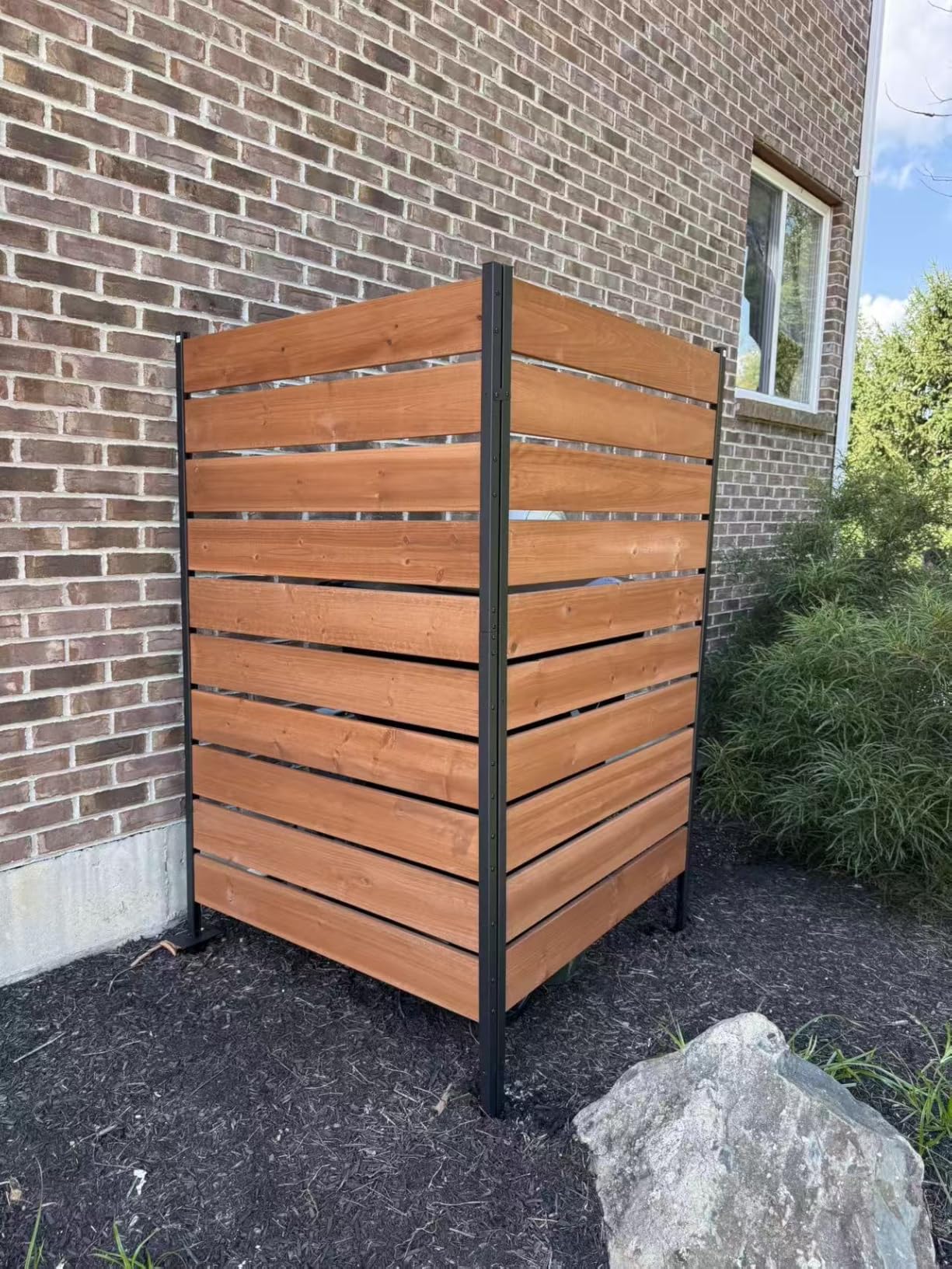 Modern Shade 5' x 3' Wood Privacy Fence Screen (1 Panel) Natural Wood, Outdoor Privacy Fence Panel for Deck Balcony, Conceals Trash Cans Air Conditioner, Ultimate Fence Privacy Screen - Customer Photo 2