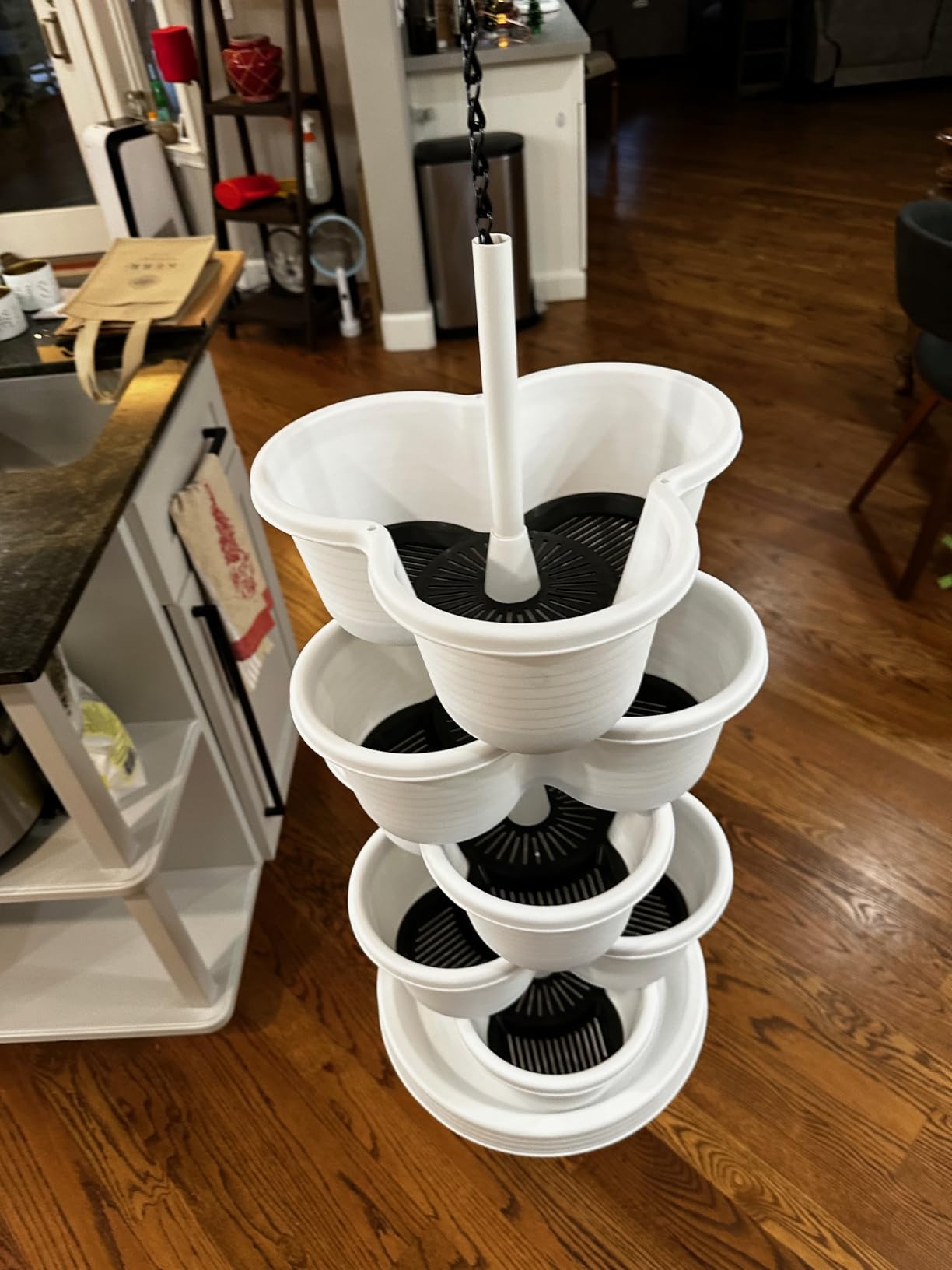 VECELO 5 Tier Vertical Garden Planter, Self Watering Stackable Planters with Wheels for Strawberries, Herbs, Flowers, Vegetables, Gray - Customer Photo 1