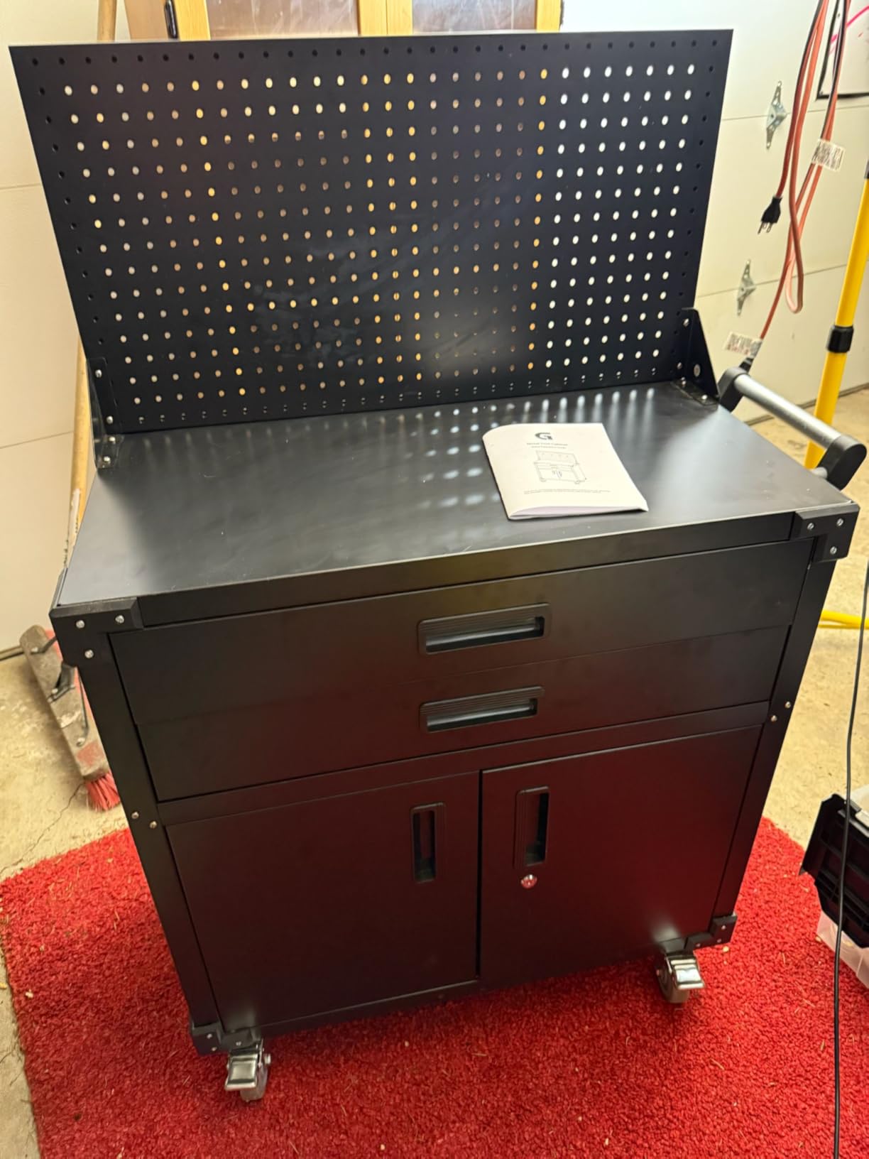 GarveeHome Rolling Tool Cabinet with Drawer | Heavy Duty Metal Garage Storage with Adjustable Shelf & Locks | Rust Resistant Wheels for Warehouse Workshop, Black - Customer Photo 2