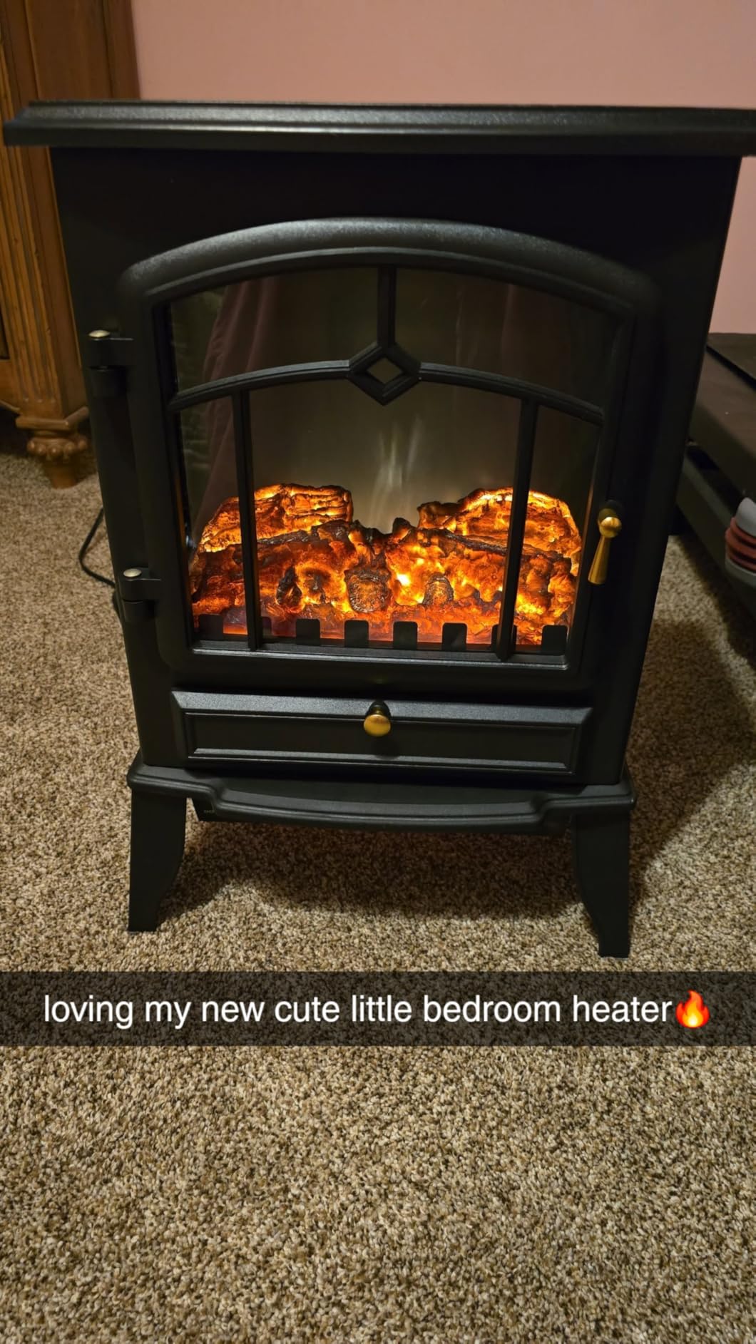 ZAFRO Electric Fireplace Stove, 5100 BTU Quick Heating Electric Fireplace Heater with Adjustable Flame Brightness, 1000W/1500W Thermostat, for Living Room, Bedroom - Customer Photo 1