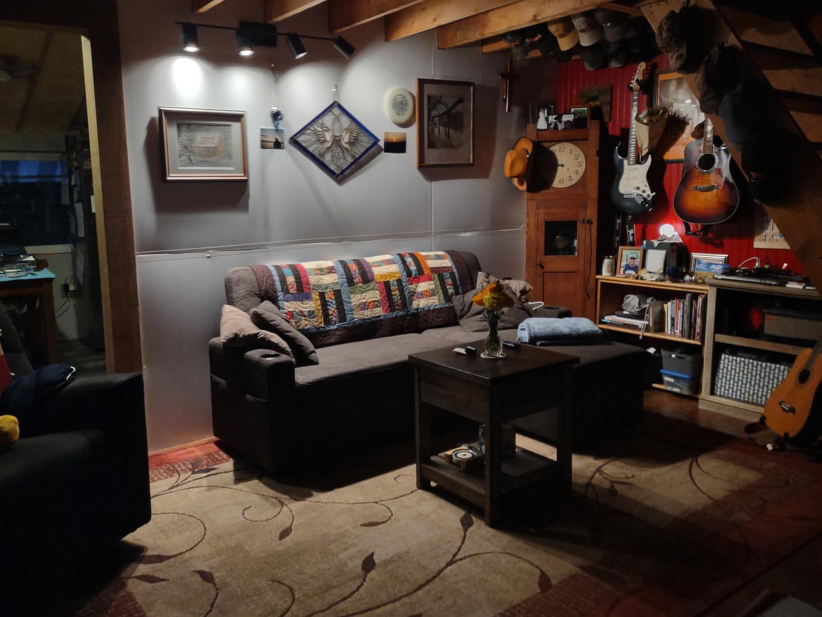 Reversible Sectional Sofa Couch, Sleeper Sofa Bed with Storage Chaise Pull Out Couch for Living Room | USB Charge | Cup Holder | Removable Backrest |Teddy Fabric (Darkgrey) - Customer Photo 1