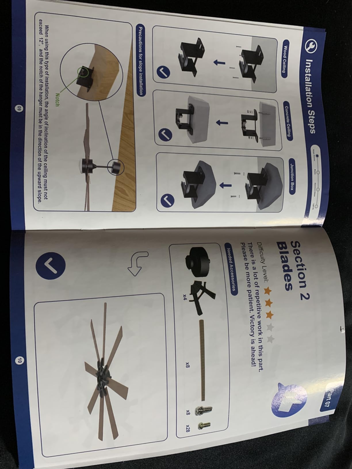 Depuley 72-Inch Ceiling Fan with Light: Modern 8-Blade Walnut and Black Indoor Outdoor Fans with Remote App Control Dimmable Light - Ultra Quiet DC Motor Reversible 6 Speed Timer - Customer Photo 1