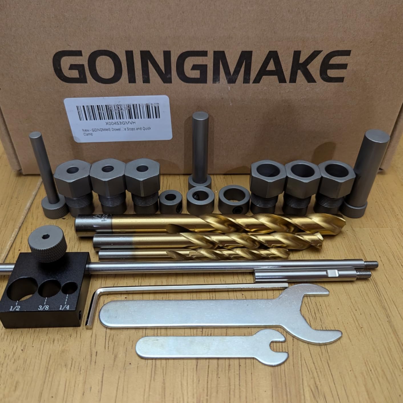 GOINGMAKE Dowel Jig Kit with Quick Positive Stop and Clamp, Adjustable Doweling Jig for Drill 1/4, 3/8 and 1/2 Inch Accurate Straight Dowel Holes, Fit Any Thickness Wood Joints, for Cabinet, Furniture Customer Review GOINGMAKE Dowel Jig Kit with Quick Positive Stop and Clamp, Adjustable Doweling Jig for Drill 1/4, 3/8 and 1/2 Inch Accurate Straight Dowel Holes, Fit Any Thickness Wood Joints, for Cabinet, Furniture - Customer Photo 2