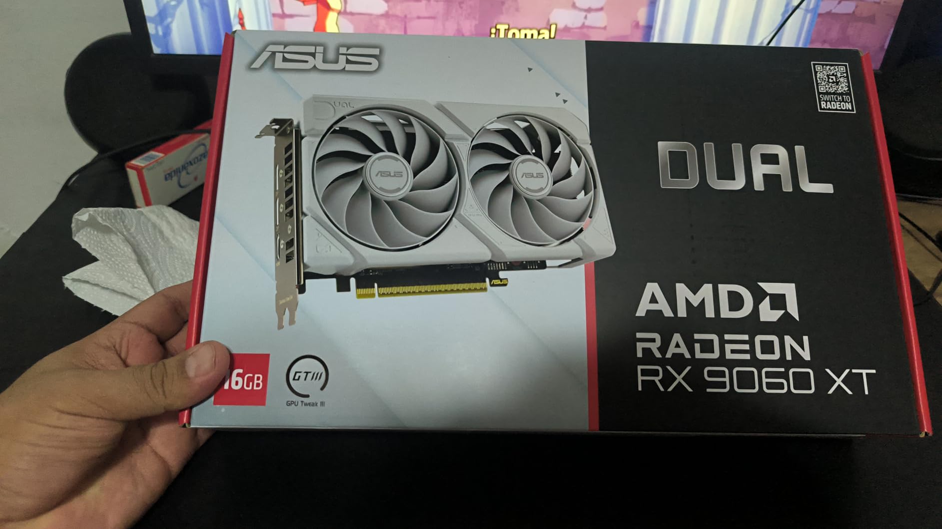 ASUS Dual Radeon RX 9060 XT 16GB GDDR6 Gaming Graphics Card (PCIe 5.0, HDMI 2.1b, DisplayPort 2.1a, 2.5-slot design, Axial-tech Fans, 0dB Technology) customer photo 1