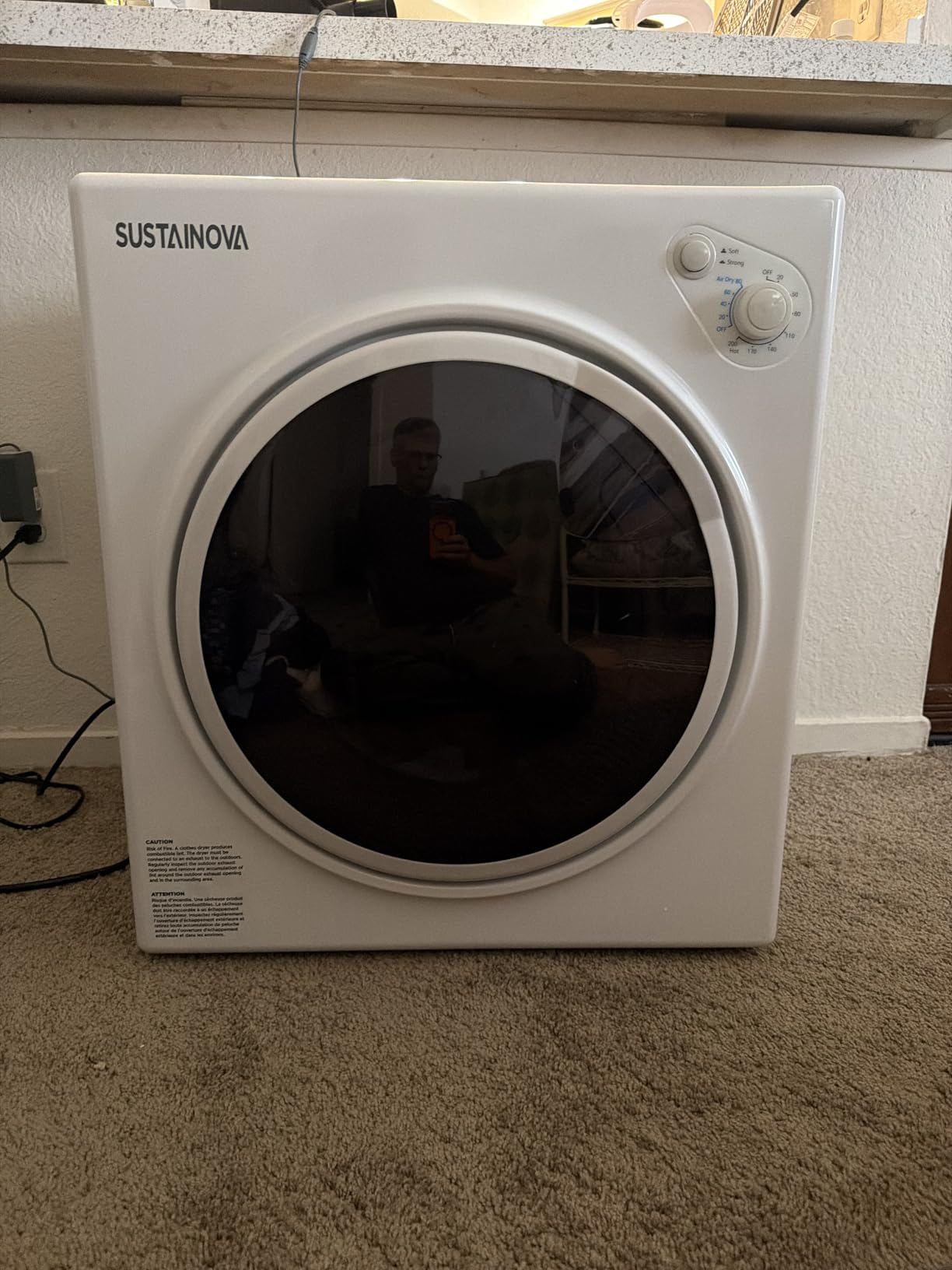 Elevon 1500W Portable Clothes Dryer, 3.5 cu.ft Electric Drying Machine for Laundry with Steel Tub for Apartment, Dorms, Compact Dryer for Small Space, Black/White - Customer Photo 1