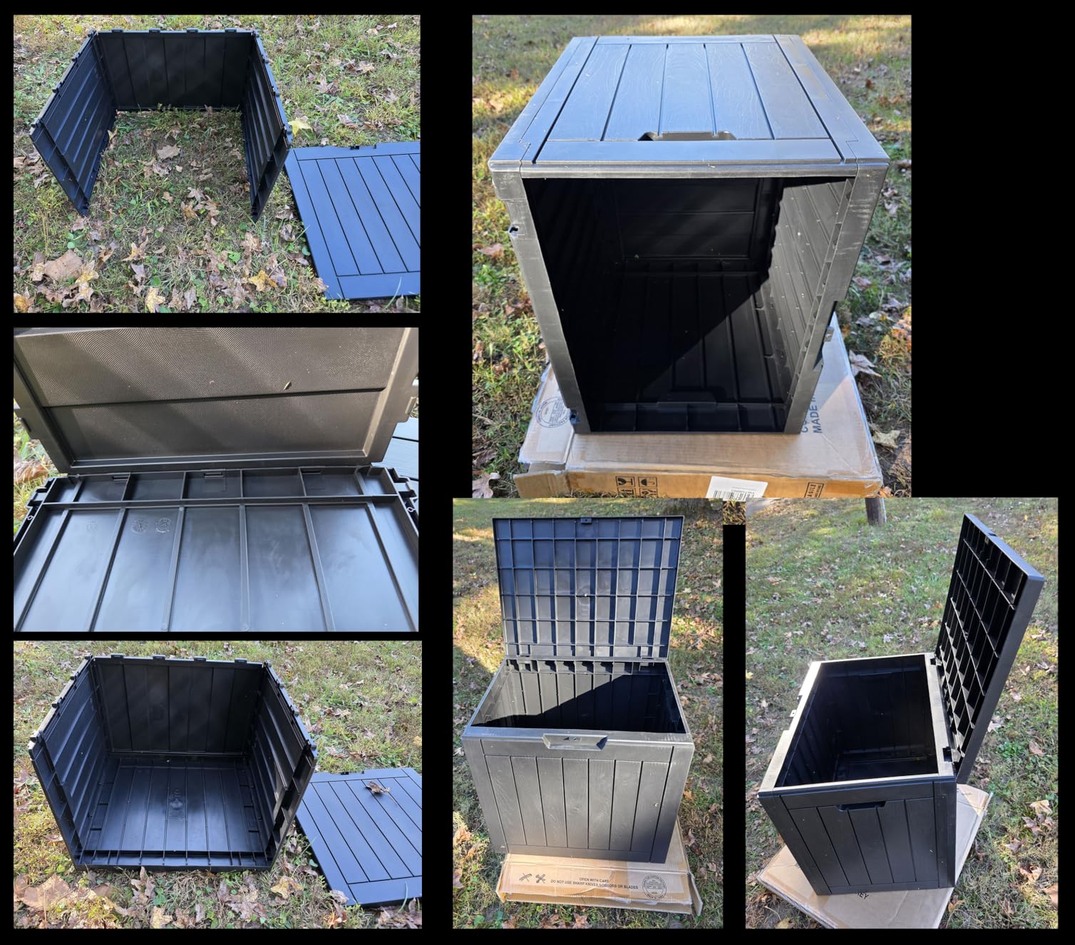 320 Gallon Outdoor Storage Box,Large Waterproof UV Resistant Deck Box,Lockable Storage Container for Patio Furniture Cushions Garden Tools and Pool Accessories(Black) - Customer Photo 1