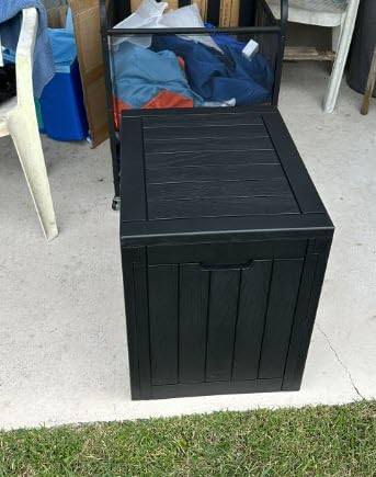 320 Gallon Outdoor Storage Box,Large Waterproof UV Resistant Deck Box,Lockable Storage Container for Patio Furniture Cushions Garden Tools and Pool Accessories(Black) - Customer Photo 3