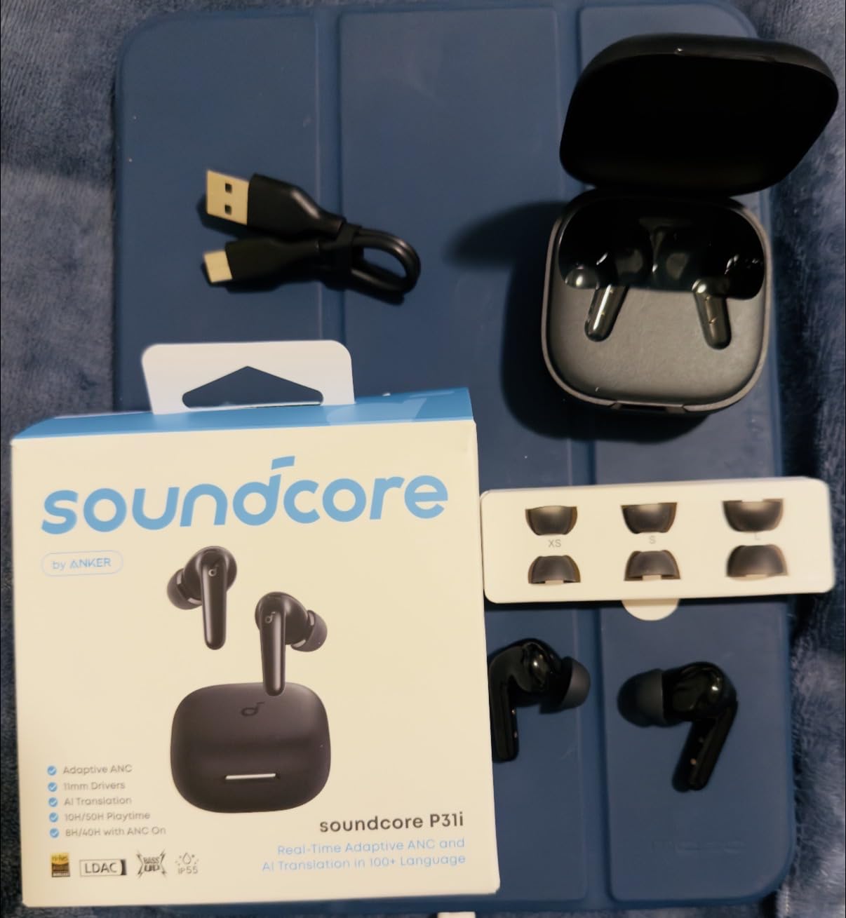 Soundcore P31i by Anker, Real-Time Adaptive Noise Cancelling, Hi-Res Sound, Translation Earbuds, 50H Playtime, Wireless Earbuds, Bluetooth Earphones, Spatial Audio, Fast Charging, IP55 - Customer Photo 2